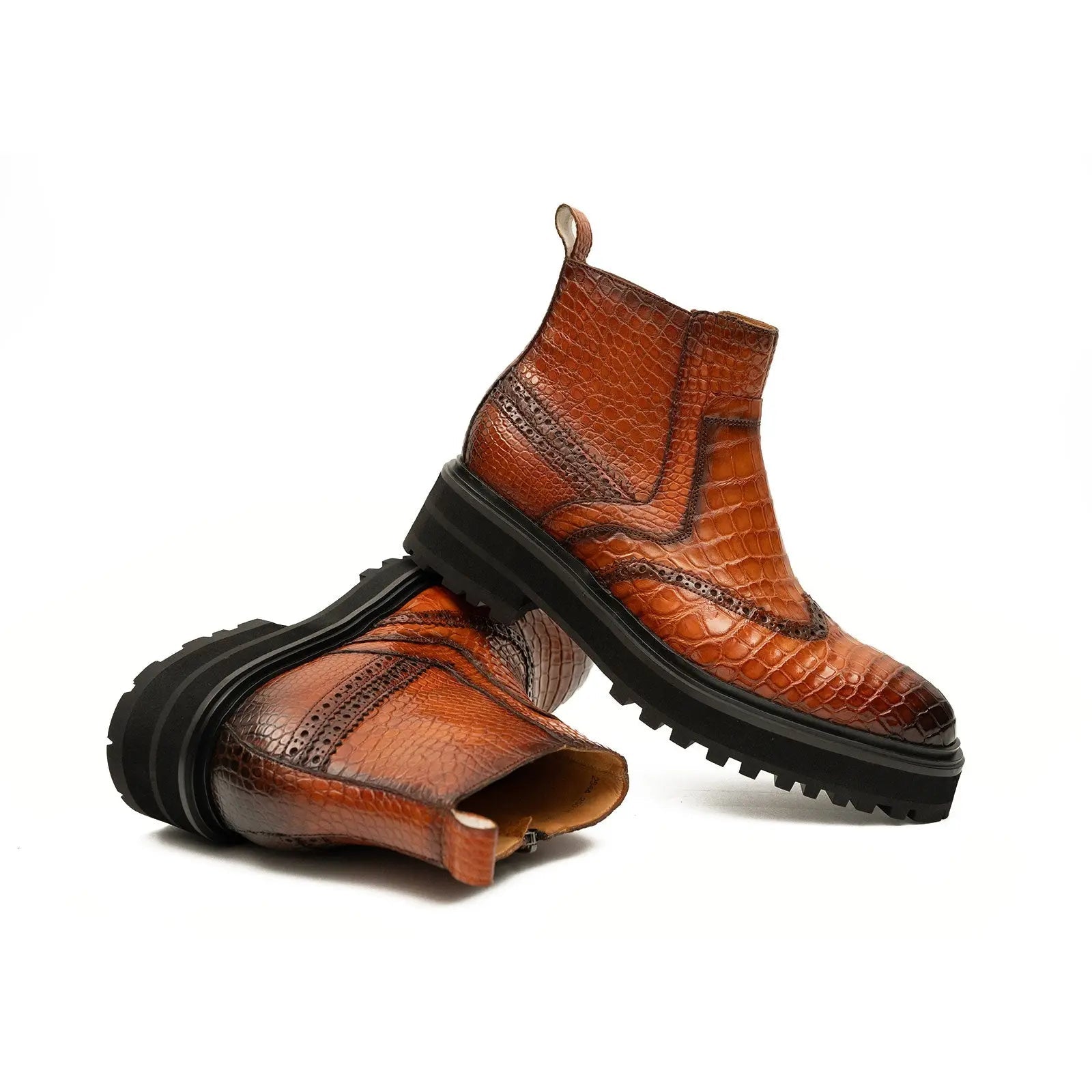 Cognac Crocodile Chelsea Boot