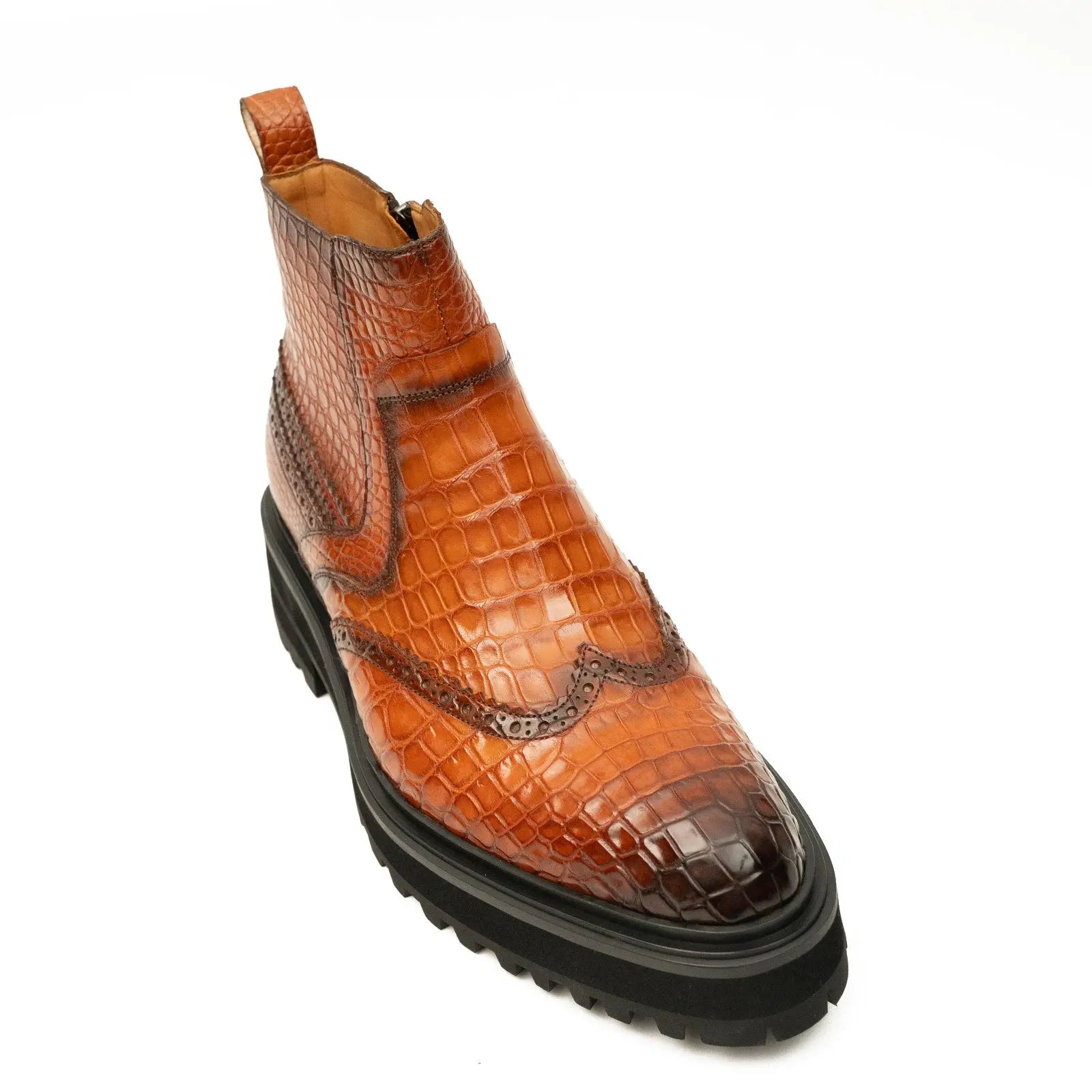 Cognac Crocodile Chelsea Boot