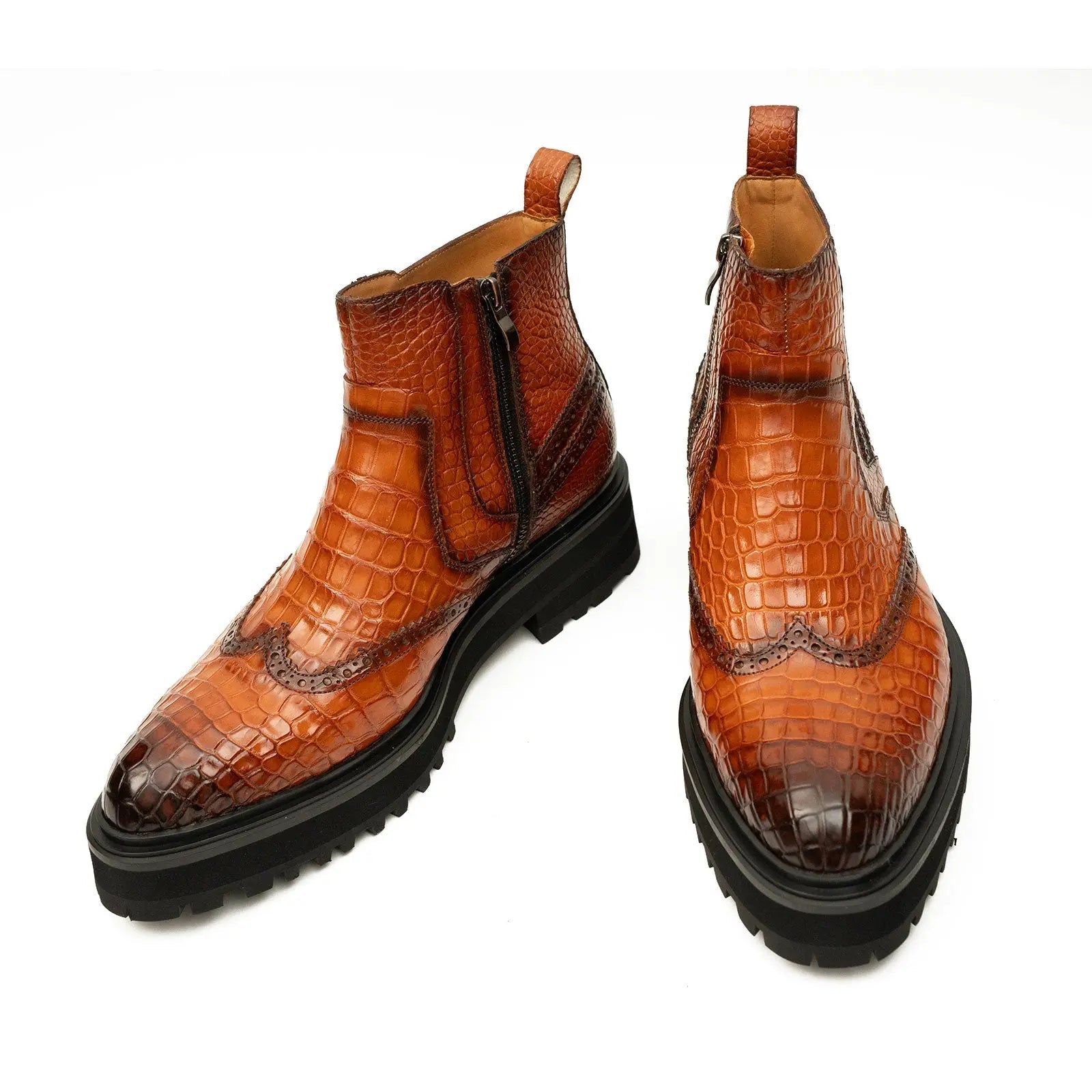 Cognac Crocodile Chelsea Boot