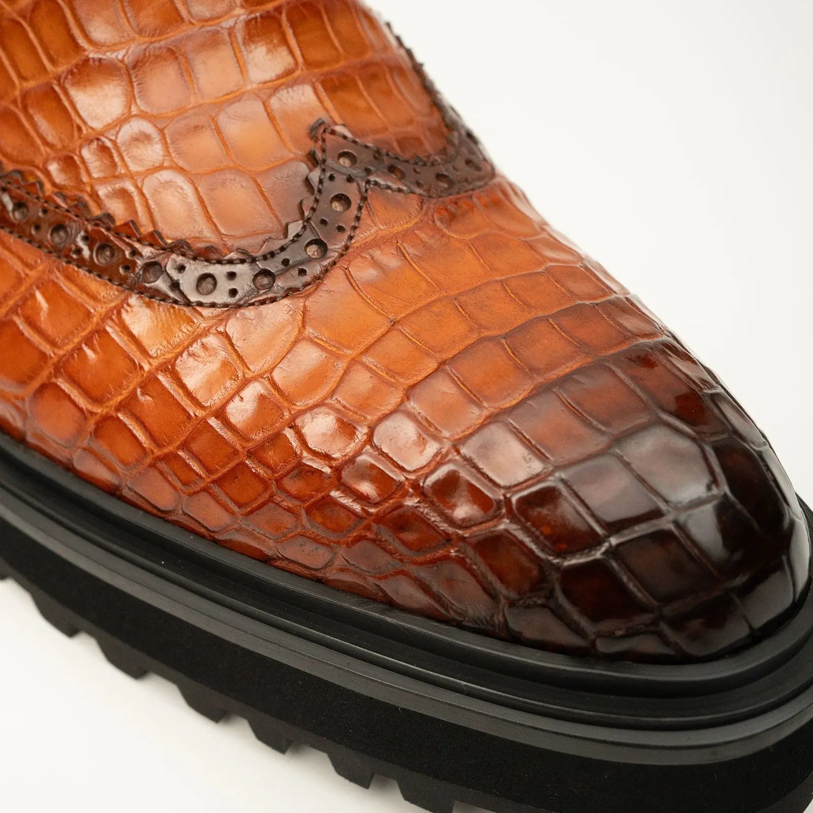 Cognac Crocodile Chelsea Boot