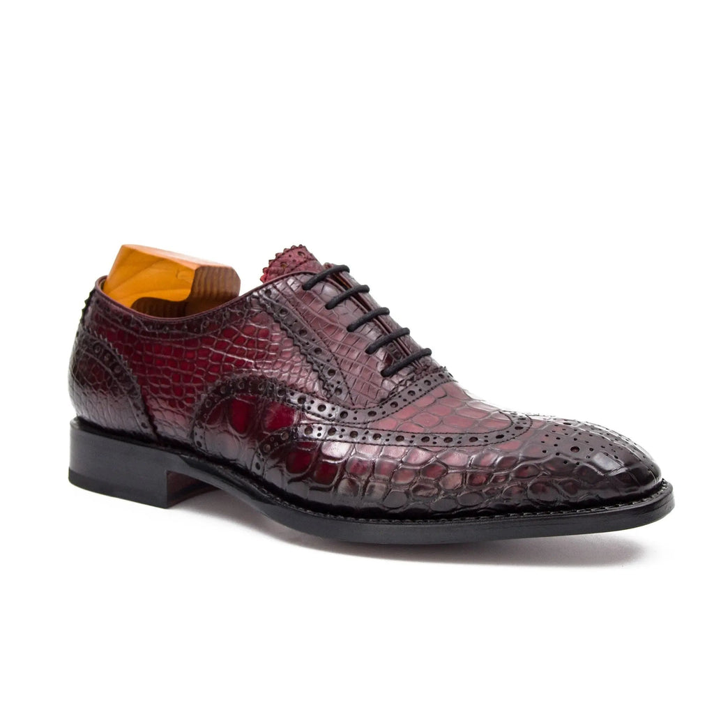 Burgundy Crocodile Wingtip Oxford