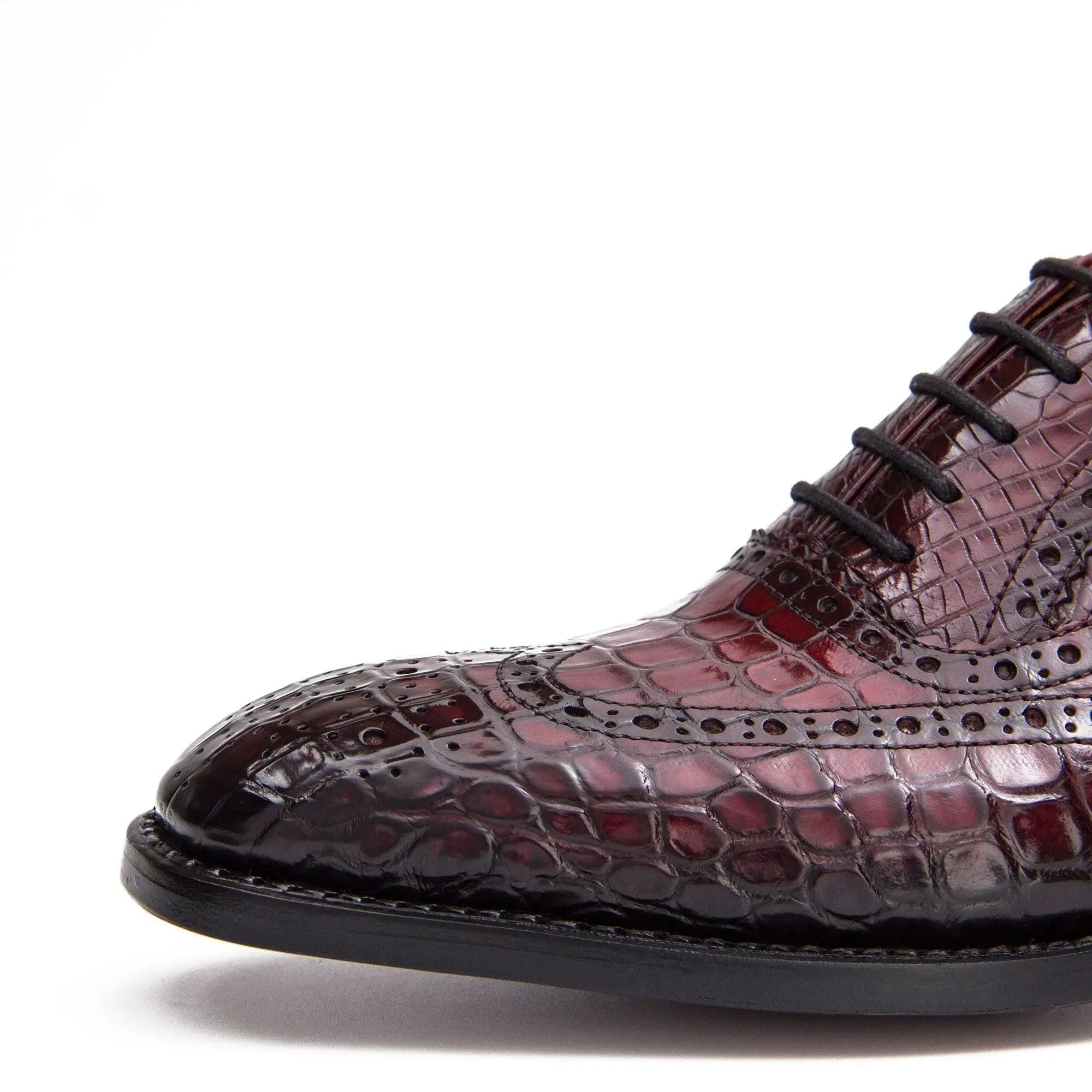 Burgundy Crocodile Wingtip Oxford