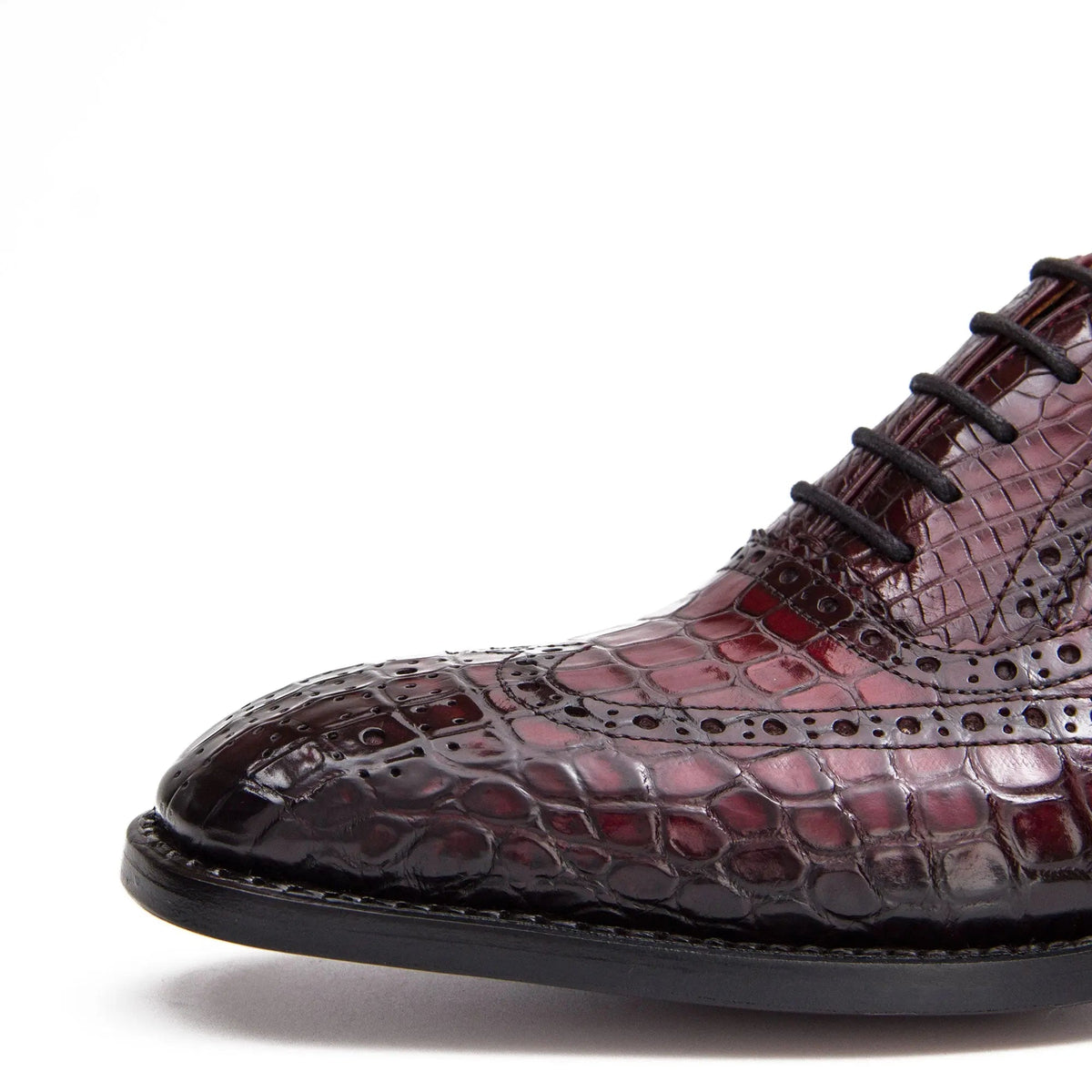 Burgundy Crocodile Wingtip Oxford