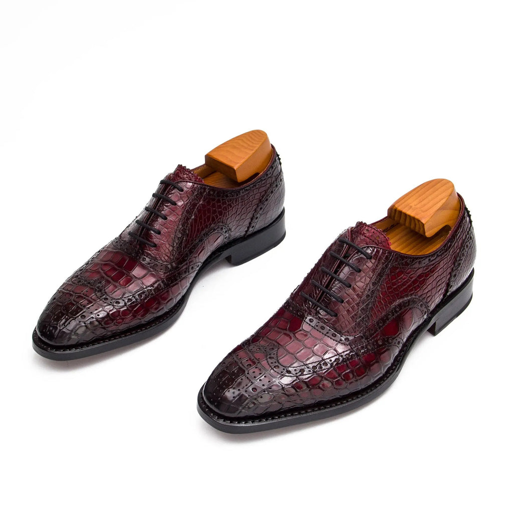 Burgundy Crocodile Wingtip Oxford
