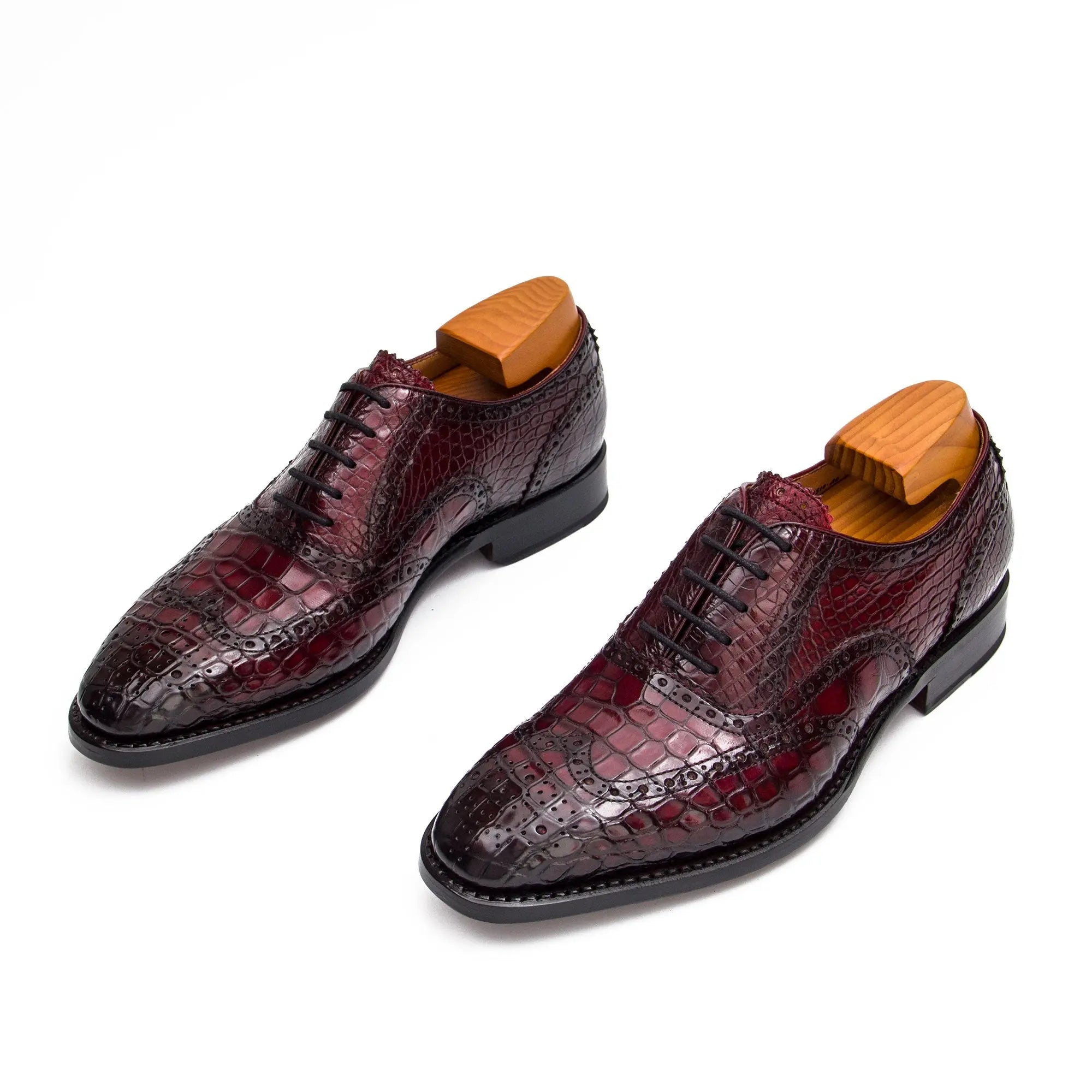 Burgundy Crocodile Wingtip Oxford