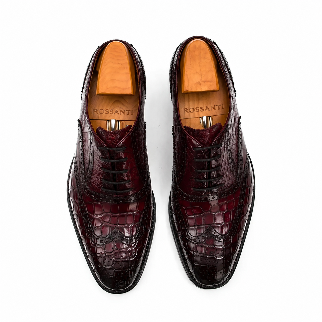 Burgundy Crocodile Wingtip Oxford