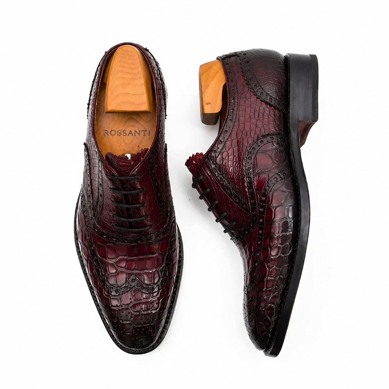 Burgundy Crocodile Wingtip Oxford