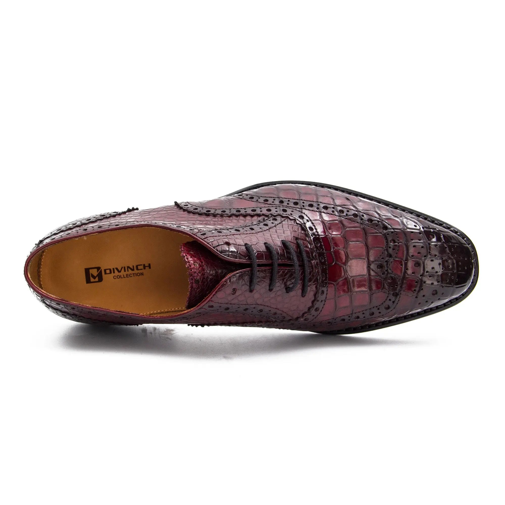 Burgundy Crocodile Wingtip Oxford