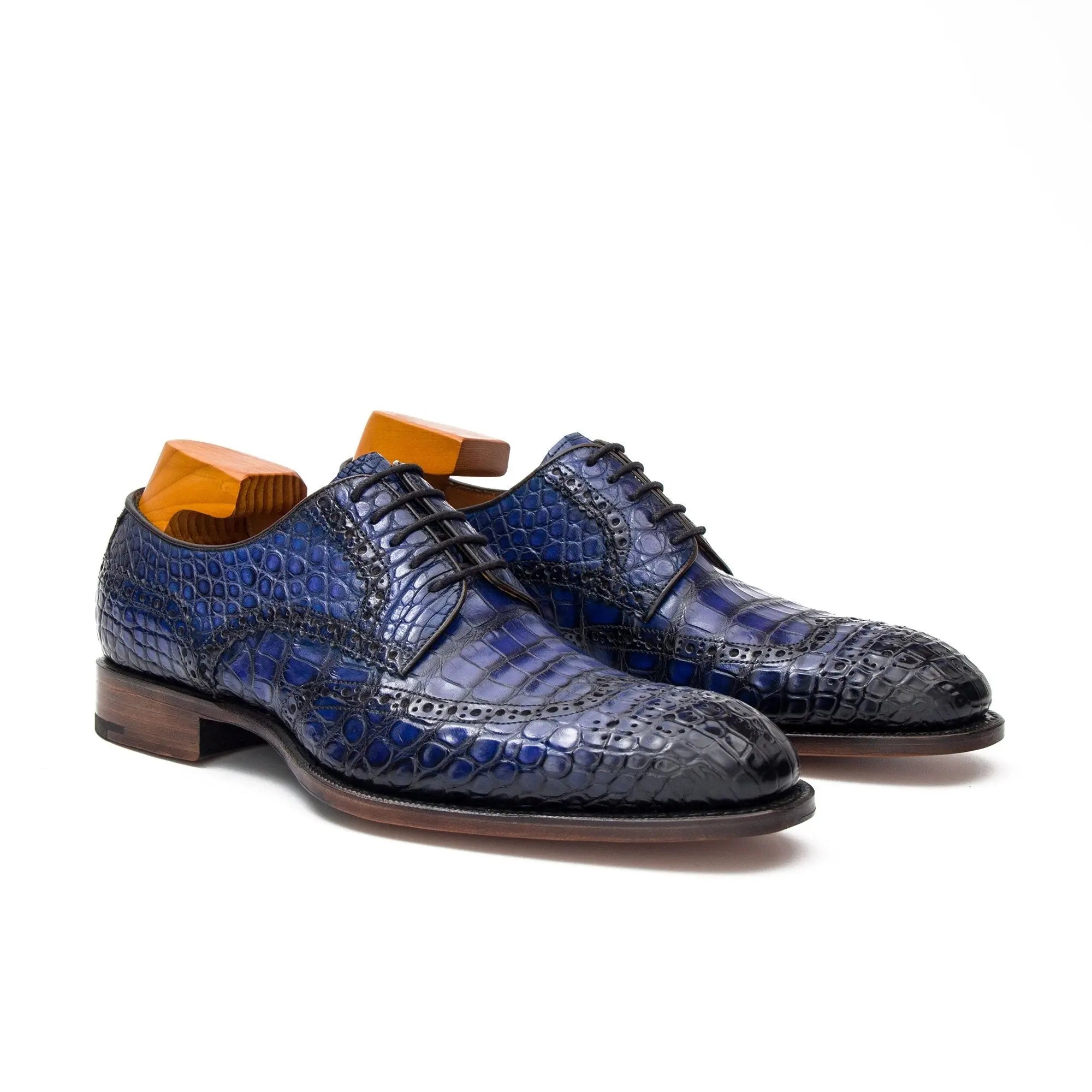 Blue Crocodile Derby Dress Shoe