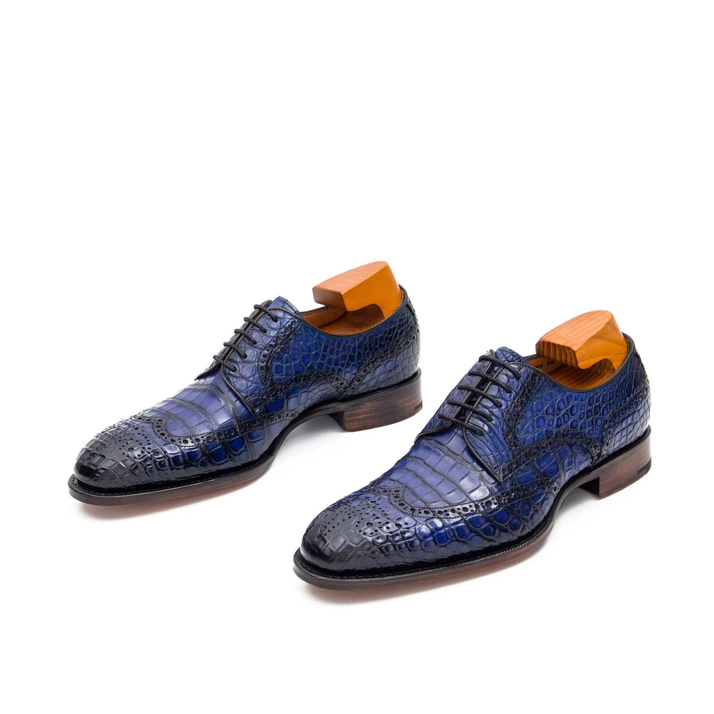 Blue Crocodile Derby Dress Shoe