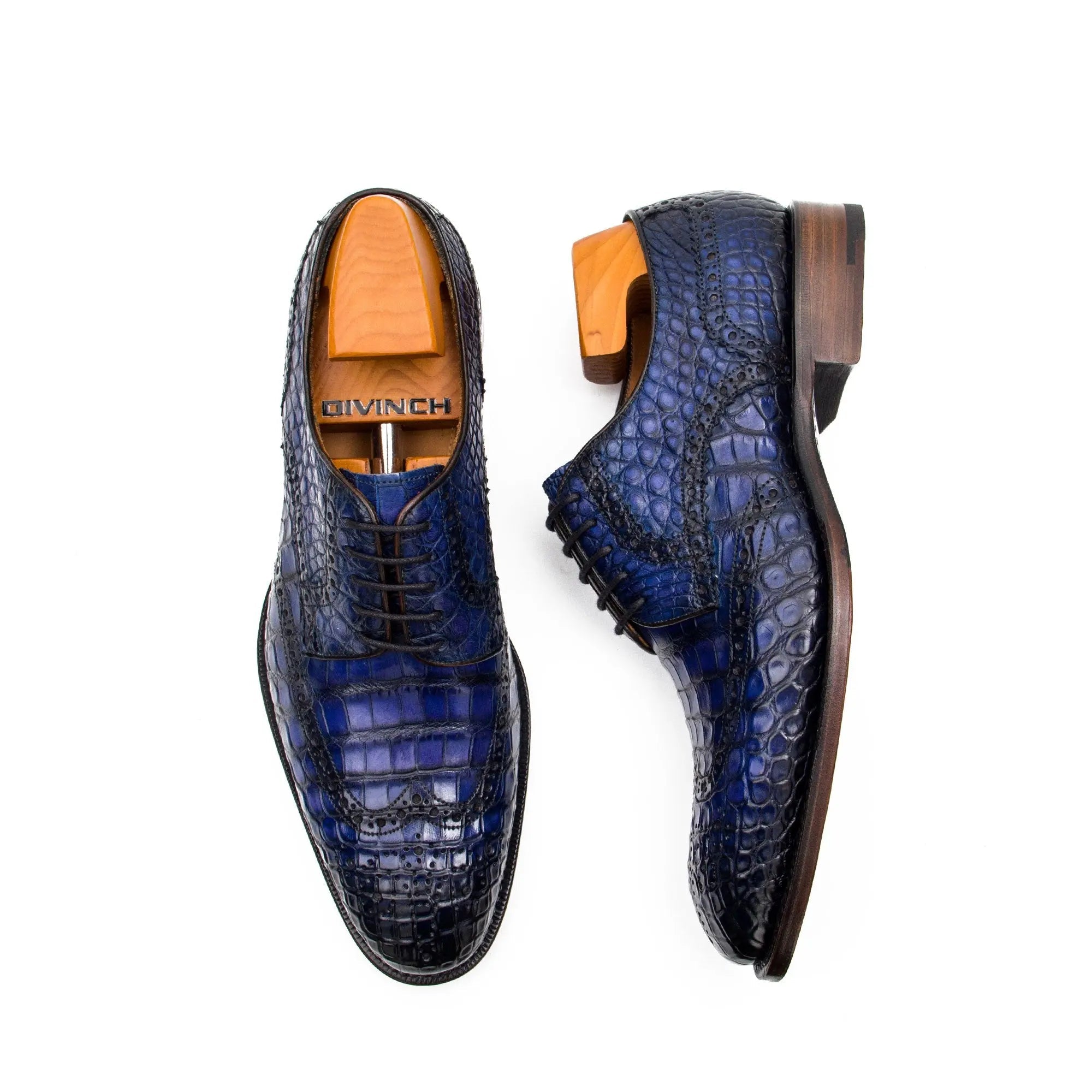 Blue Crocodile Derby Dress Shoe