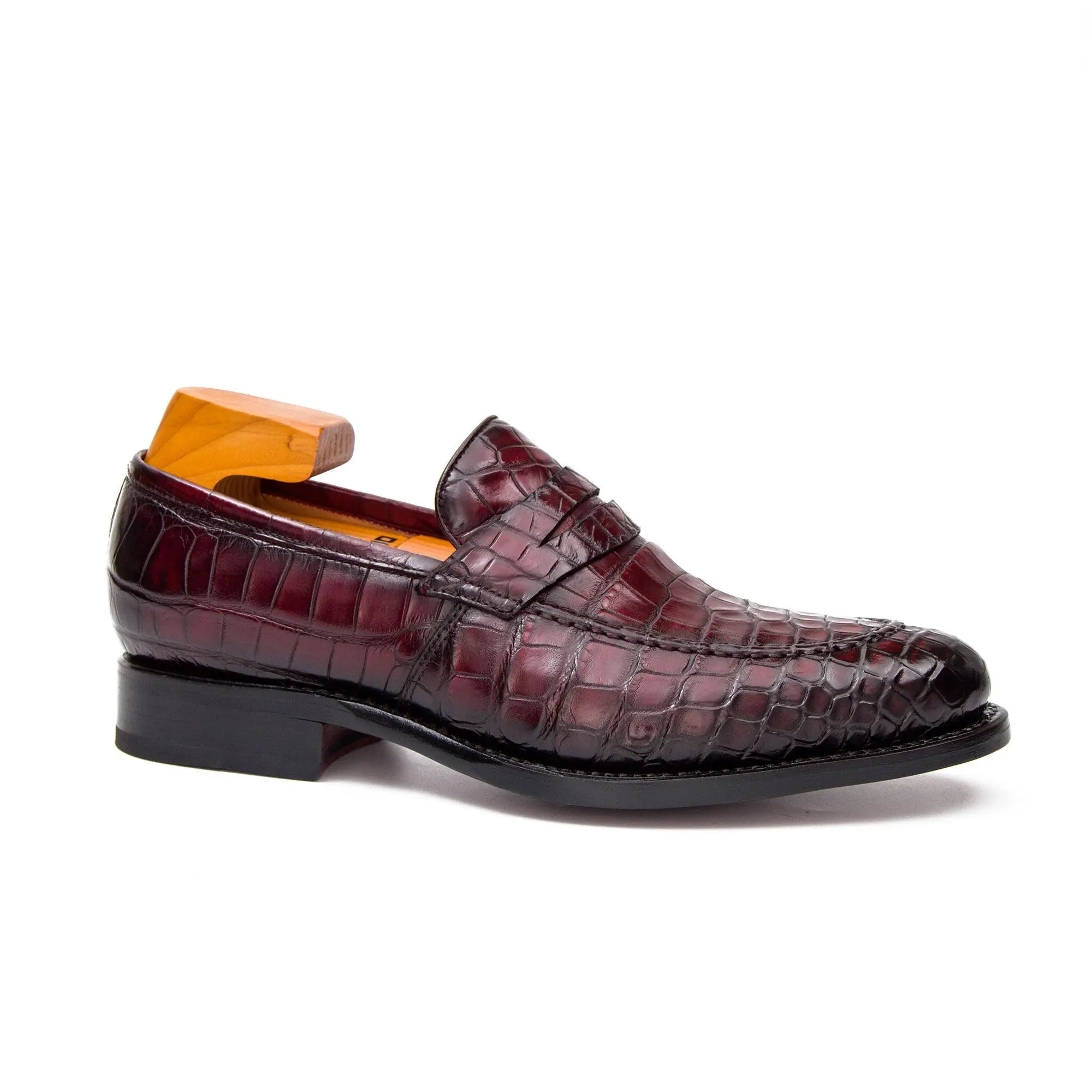 Burgundy Crocodile Penny Loafer