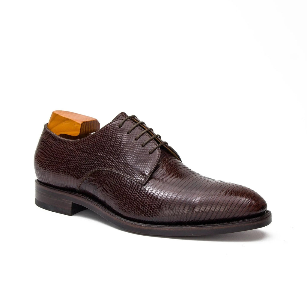 Brown Lizard Leather Derby Shoe