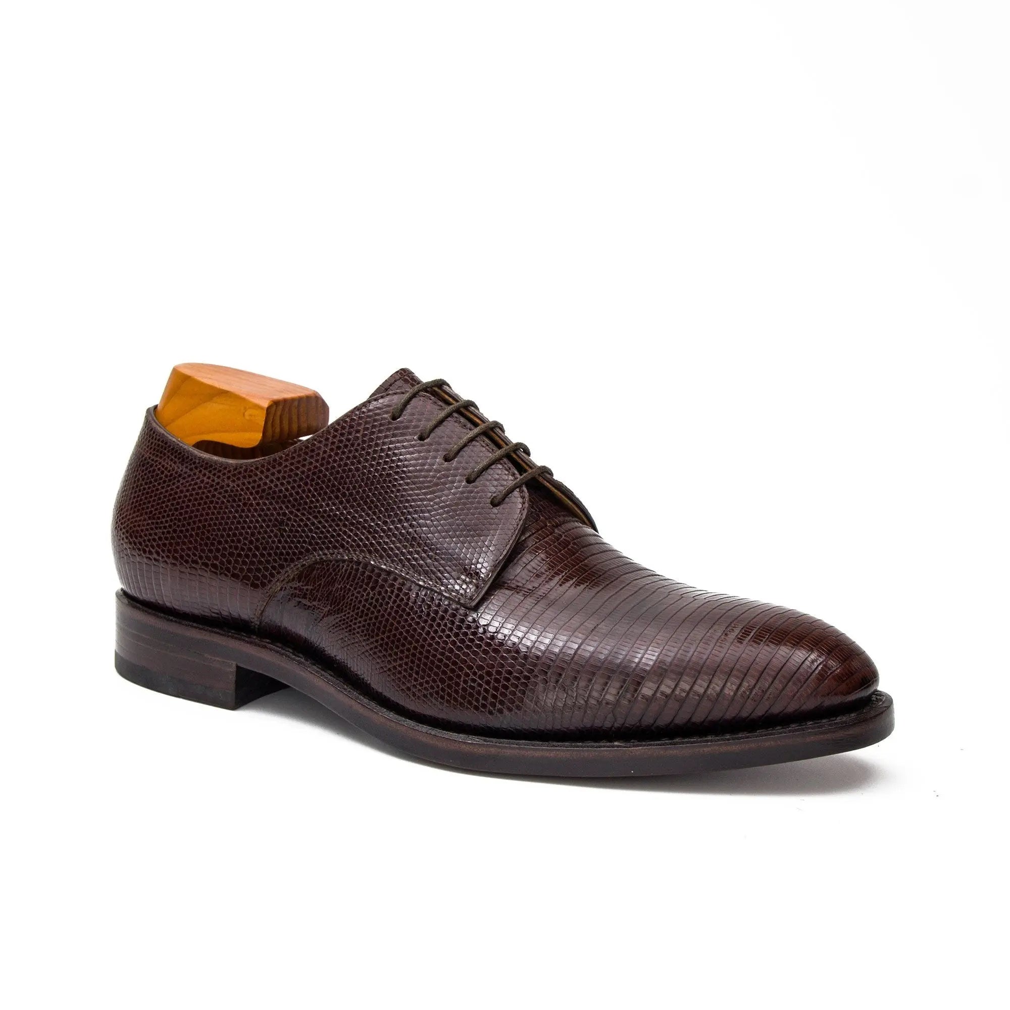 Brown Lizard Leather Derby Shoe
