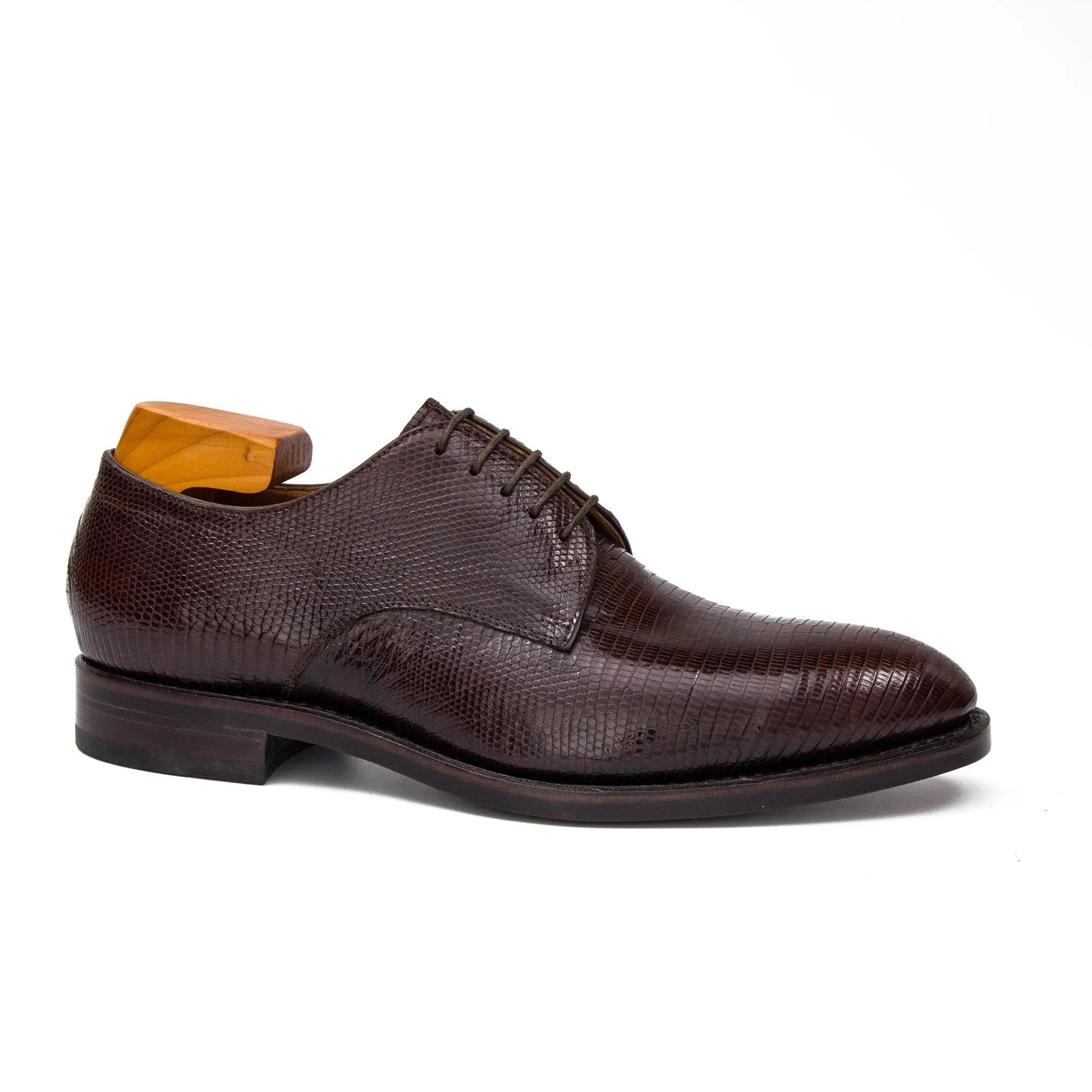 Brown Lizard Leather Derby Shoe
