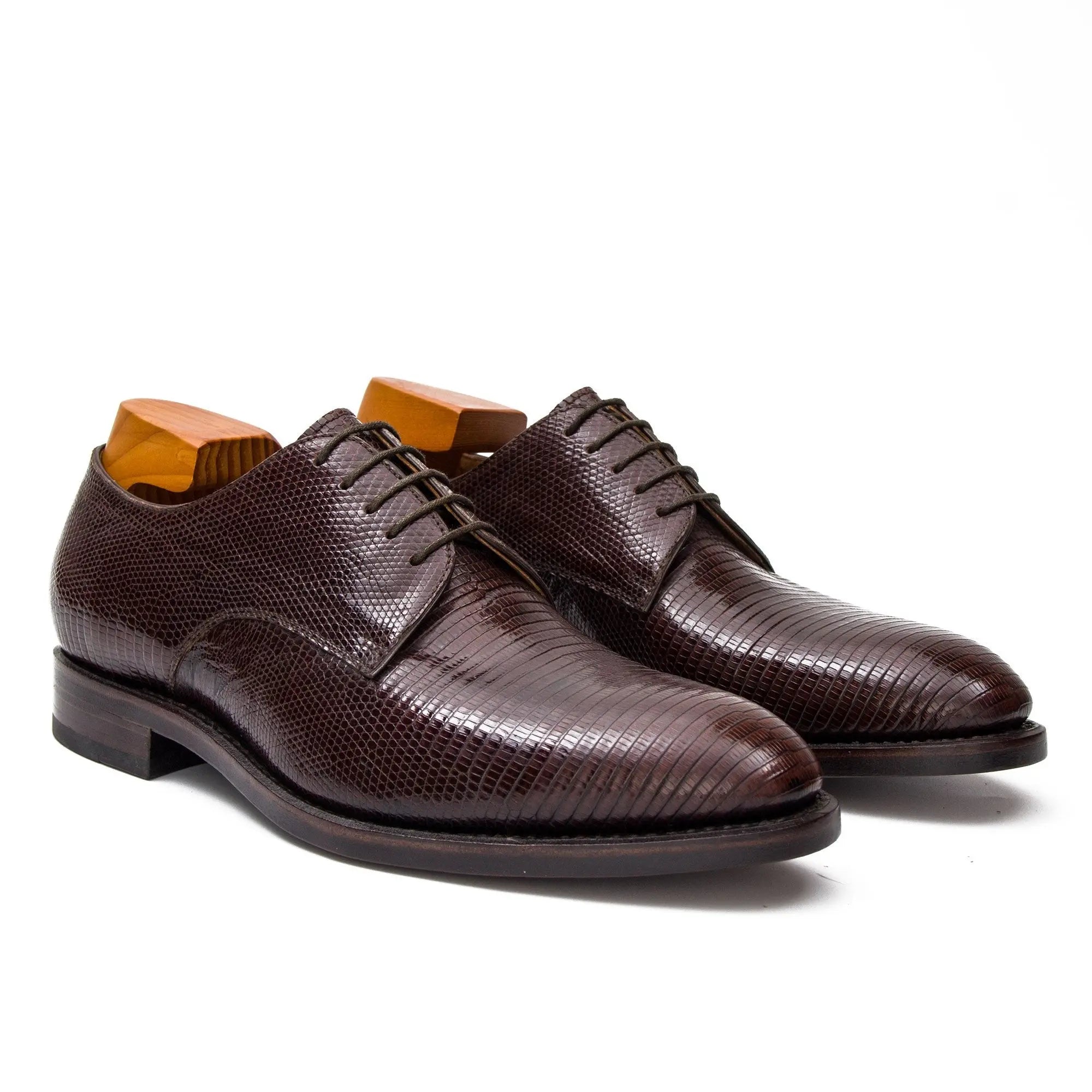 Brown Lizard Leather Derby Shoe