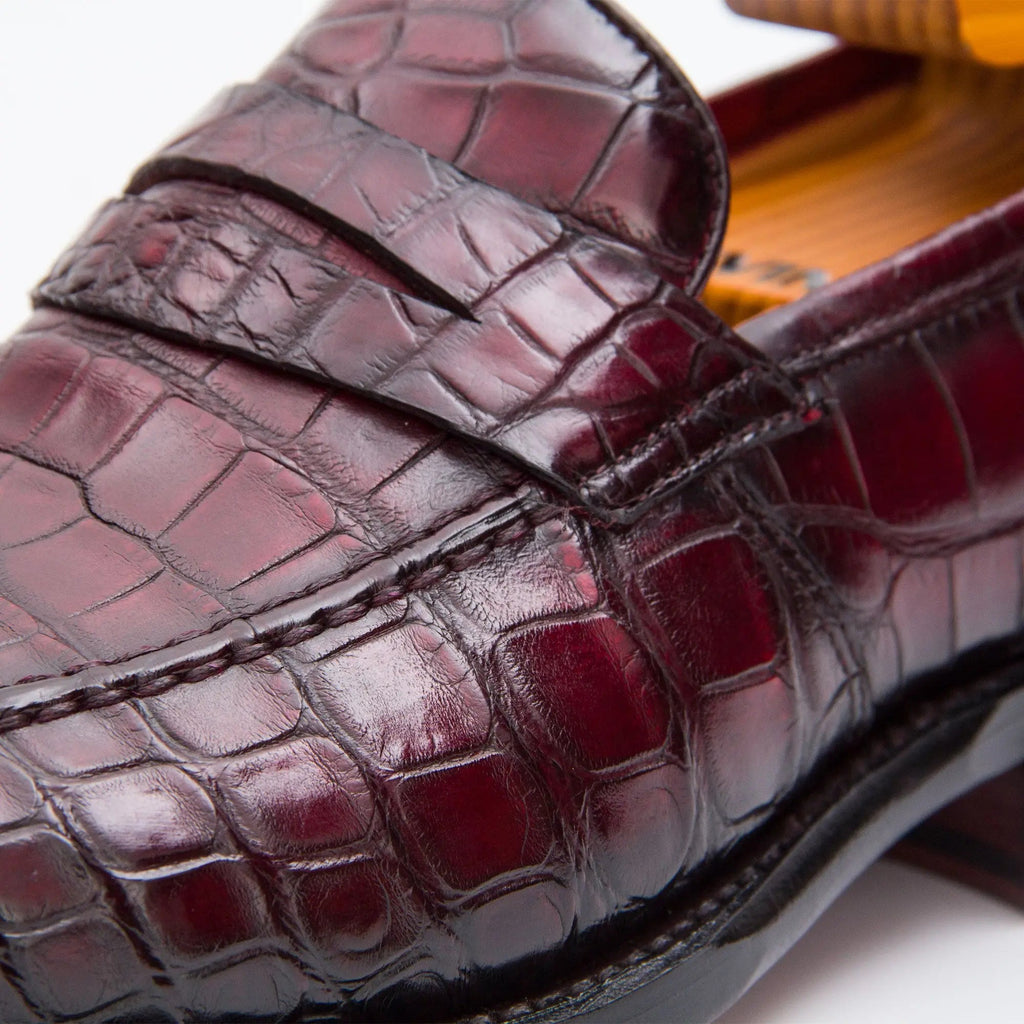 Burgundy Crocodile Penny Loafer