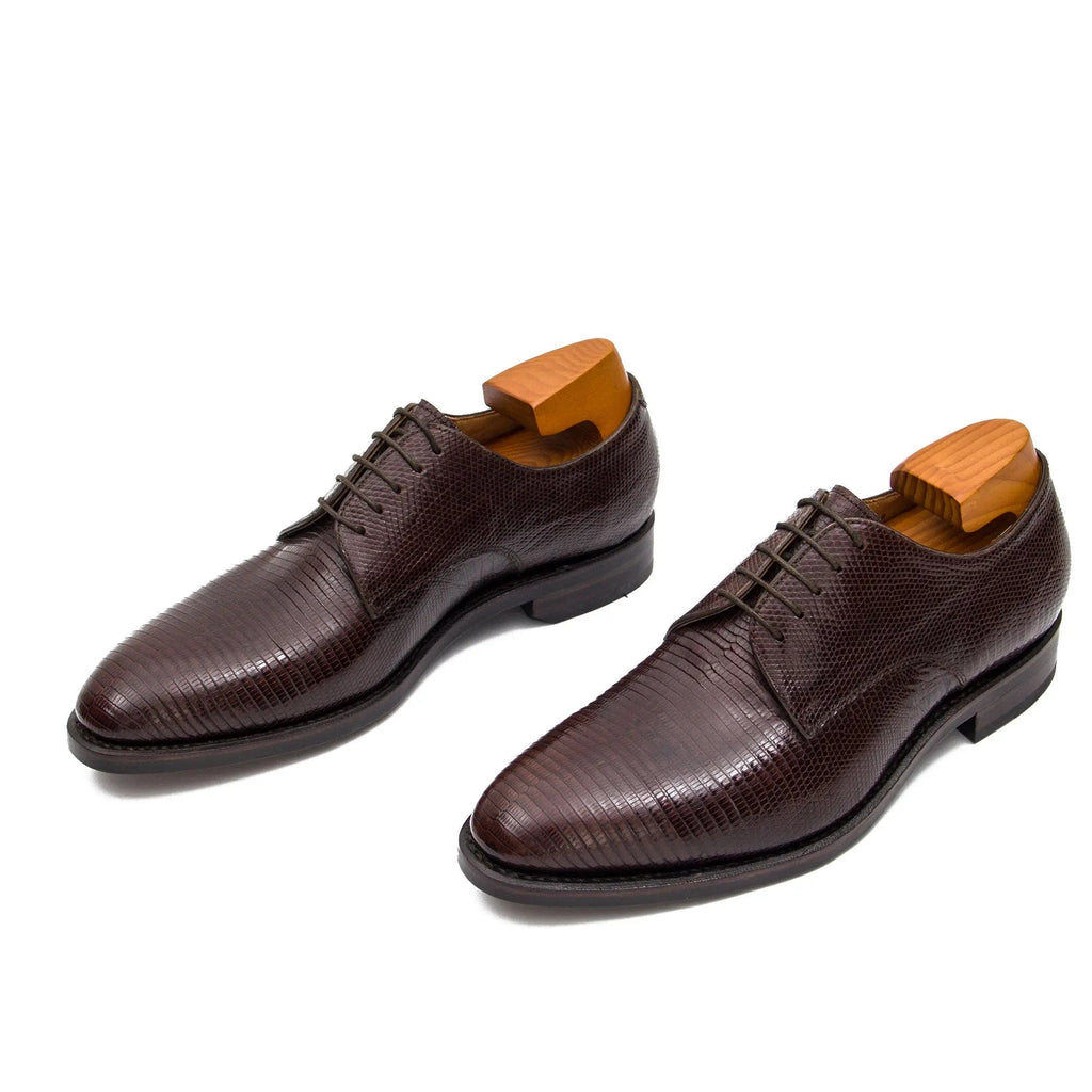 Brown Lizard Leather Derby Shoe