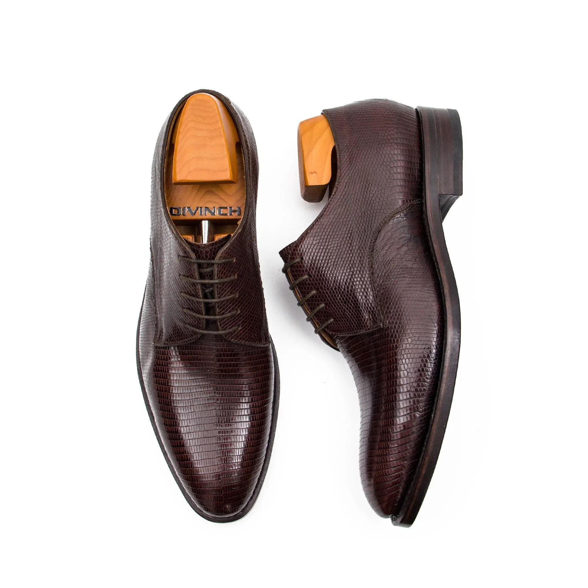 Brown Lizard Leather Derby Shoe