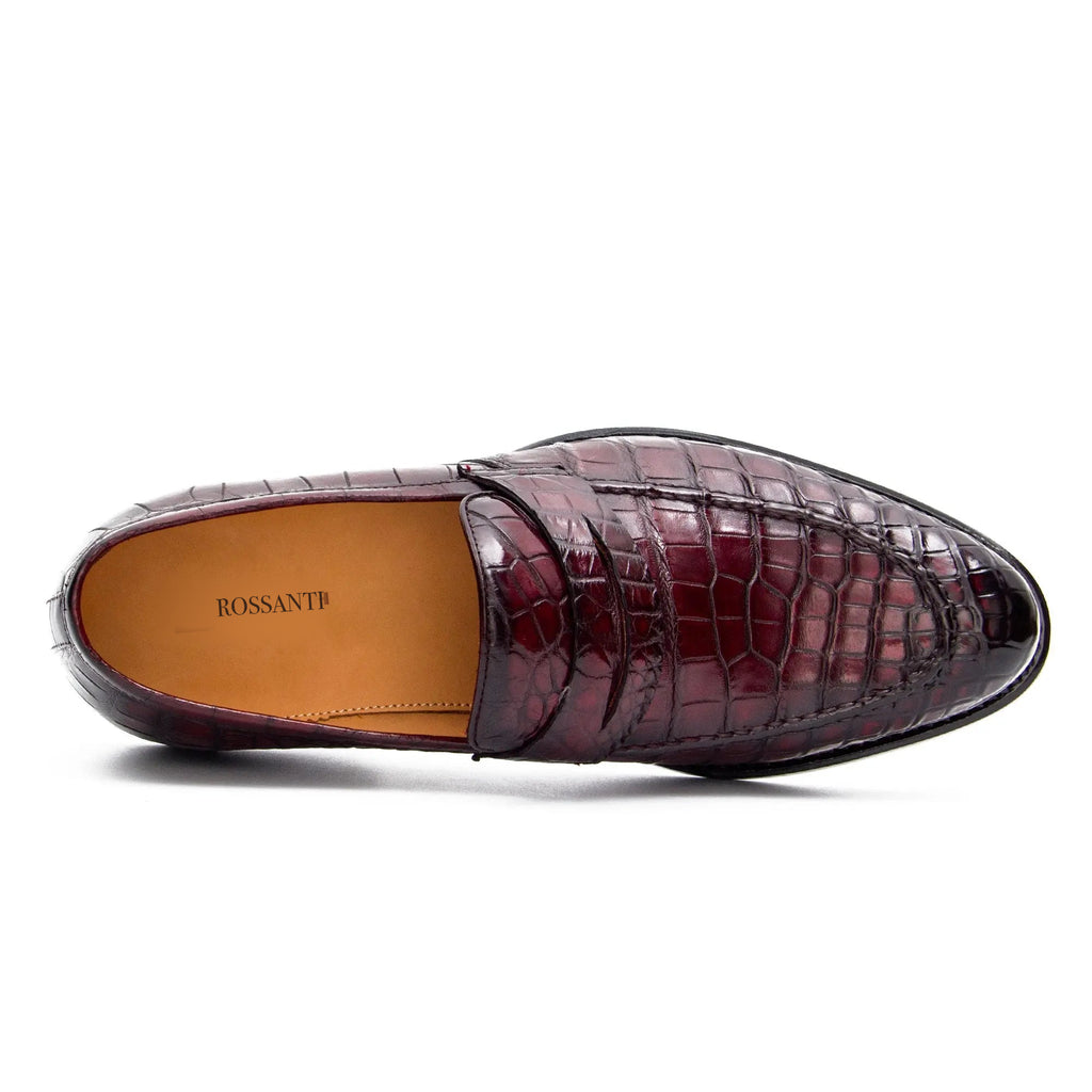 Burgundy Crocodile Penny Loafer