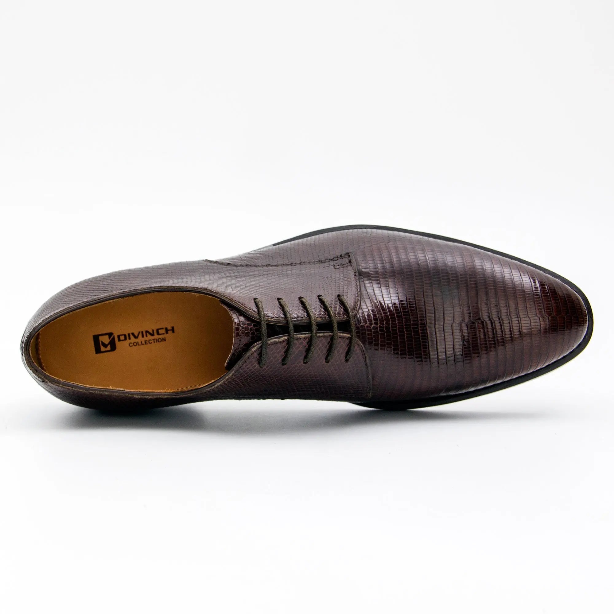 Brown Lizard Leather Derby Shoe