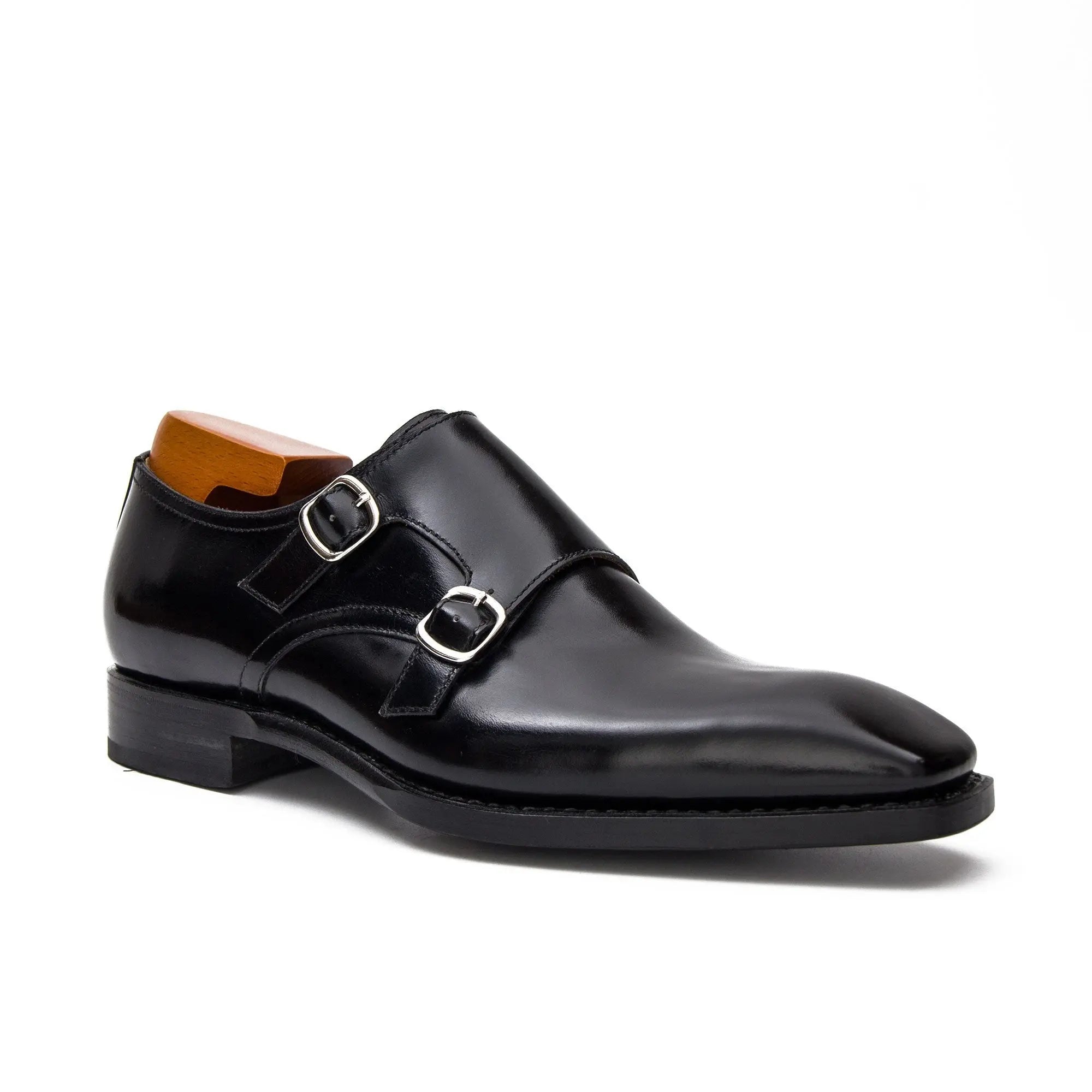 Black Double Monk Strap