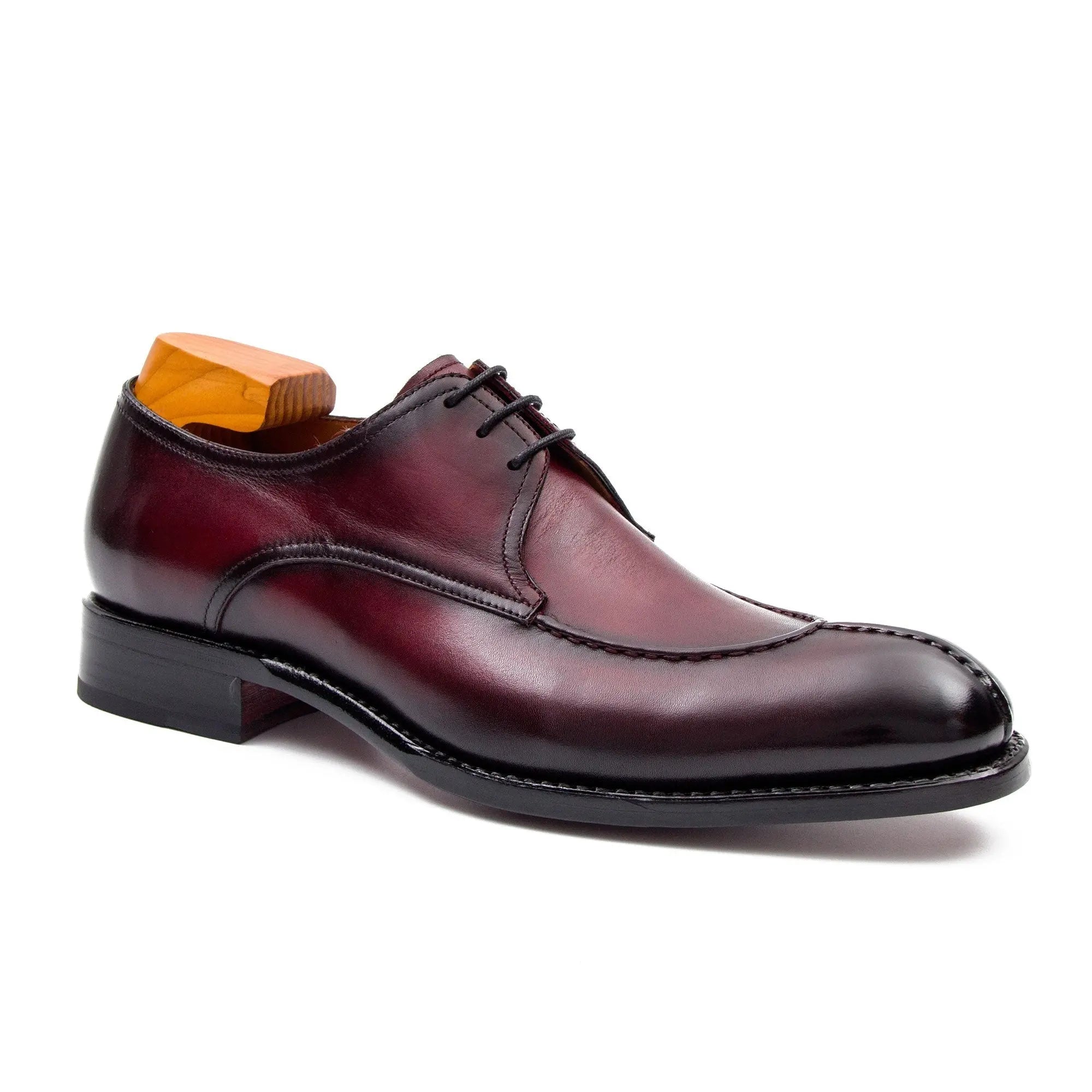 Burgundy Apron-Toe Derby Shoe