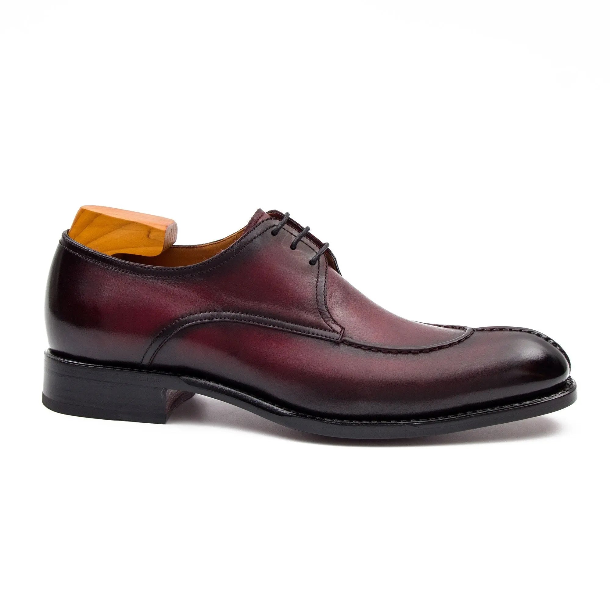 Burgundy Apron-Toe Derby Shoe