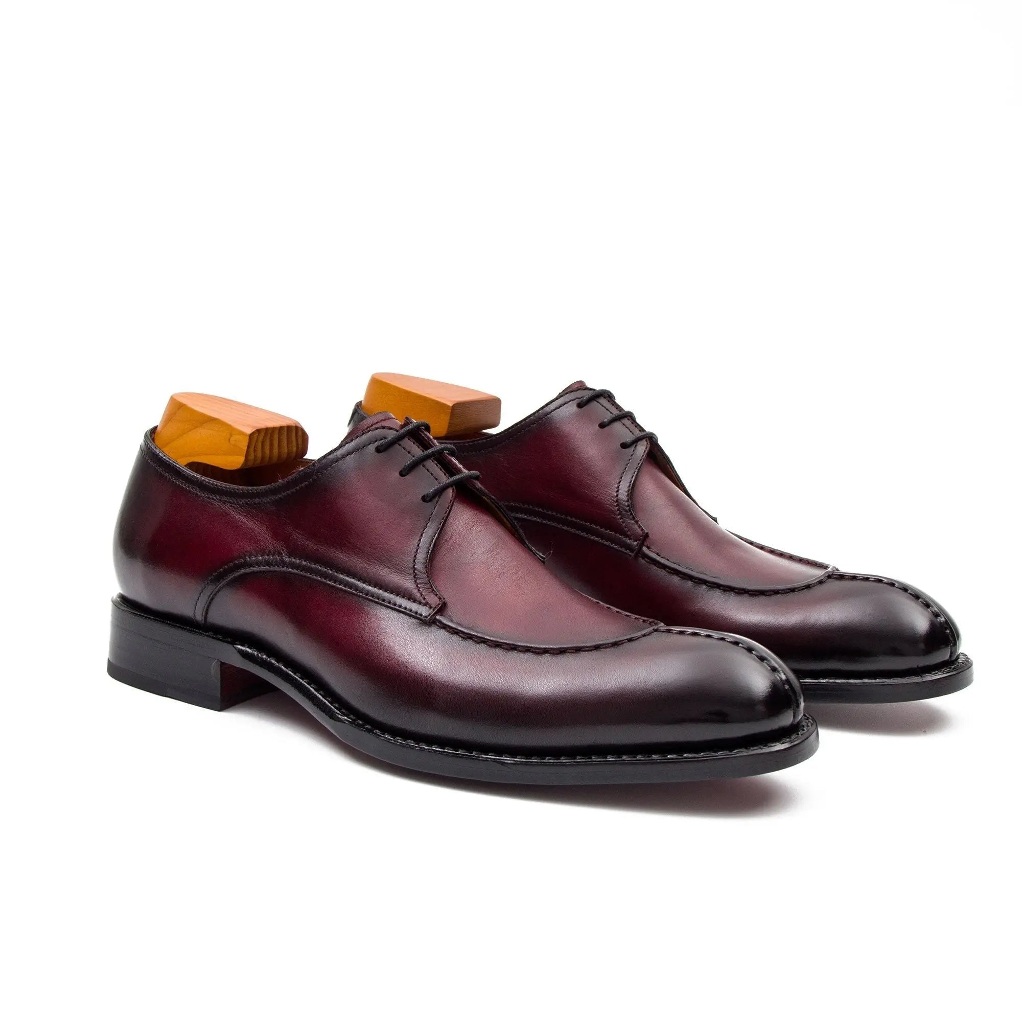 Burgundy Apron-Toe Derby Shoe
