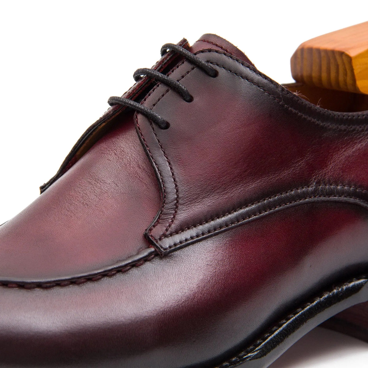 Burgundy Apron-Toe Derby Shoe