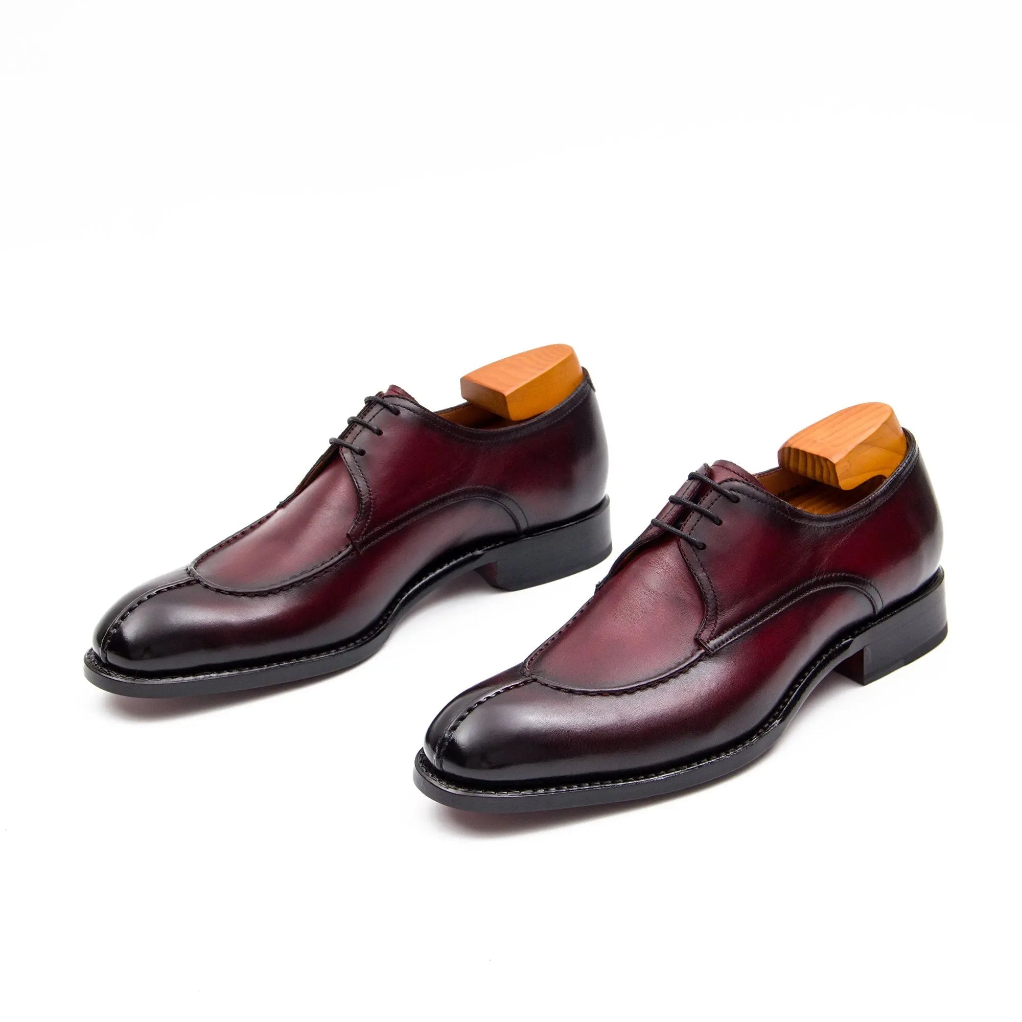 Burgundy Apron-Toe Derby Shoe