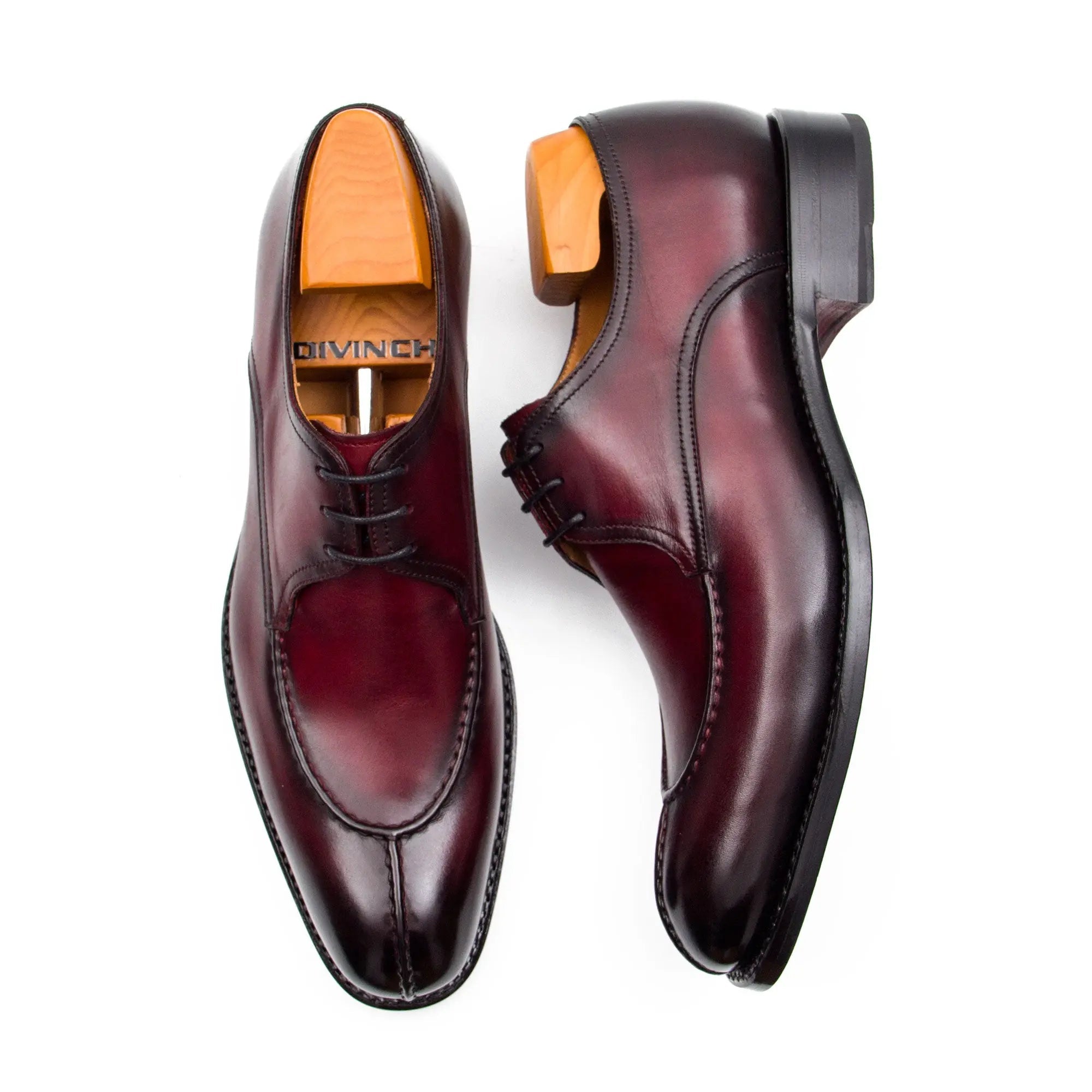 Burgundy Apron-Toe Derby Shoe