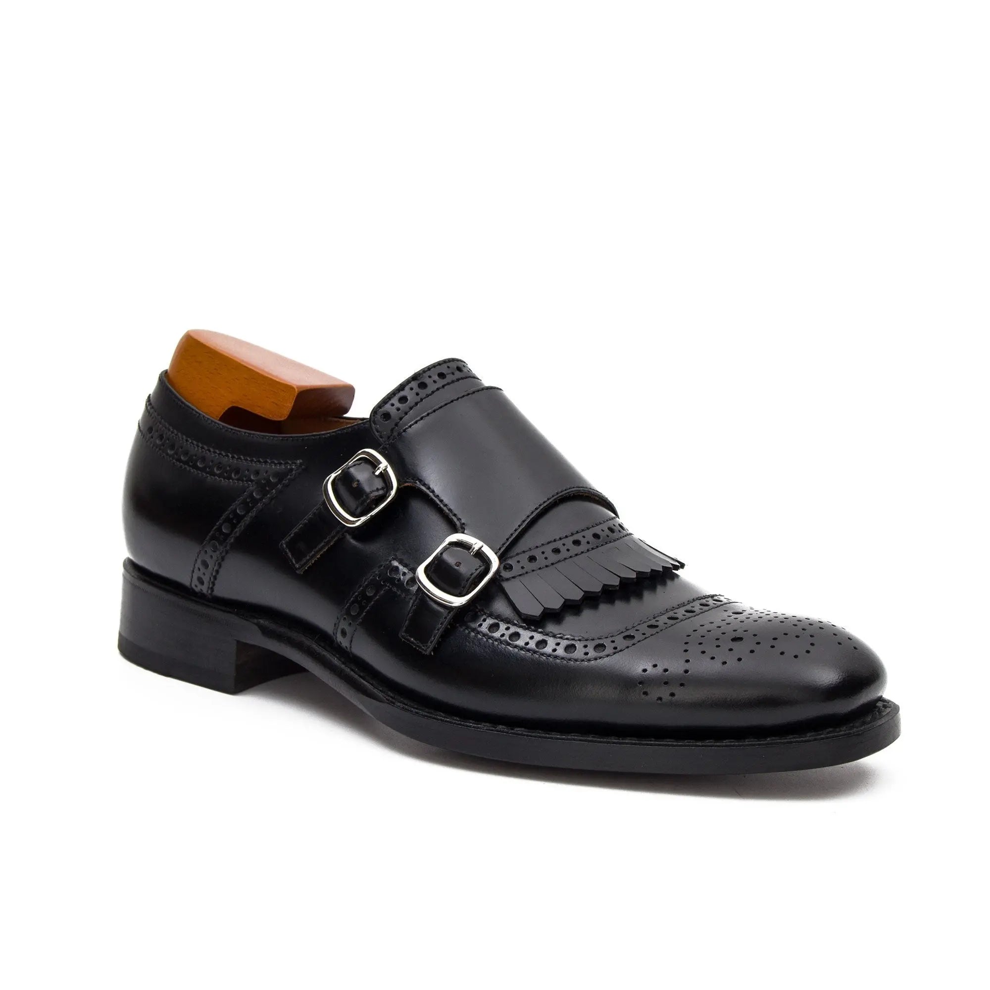 Black Double Monk Strap Shoe