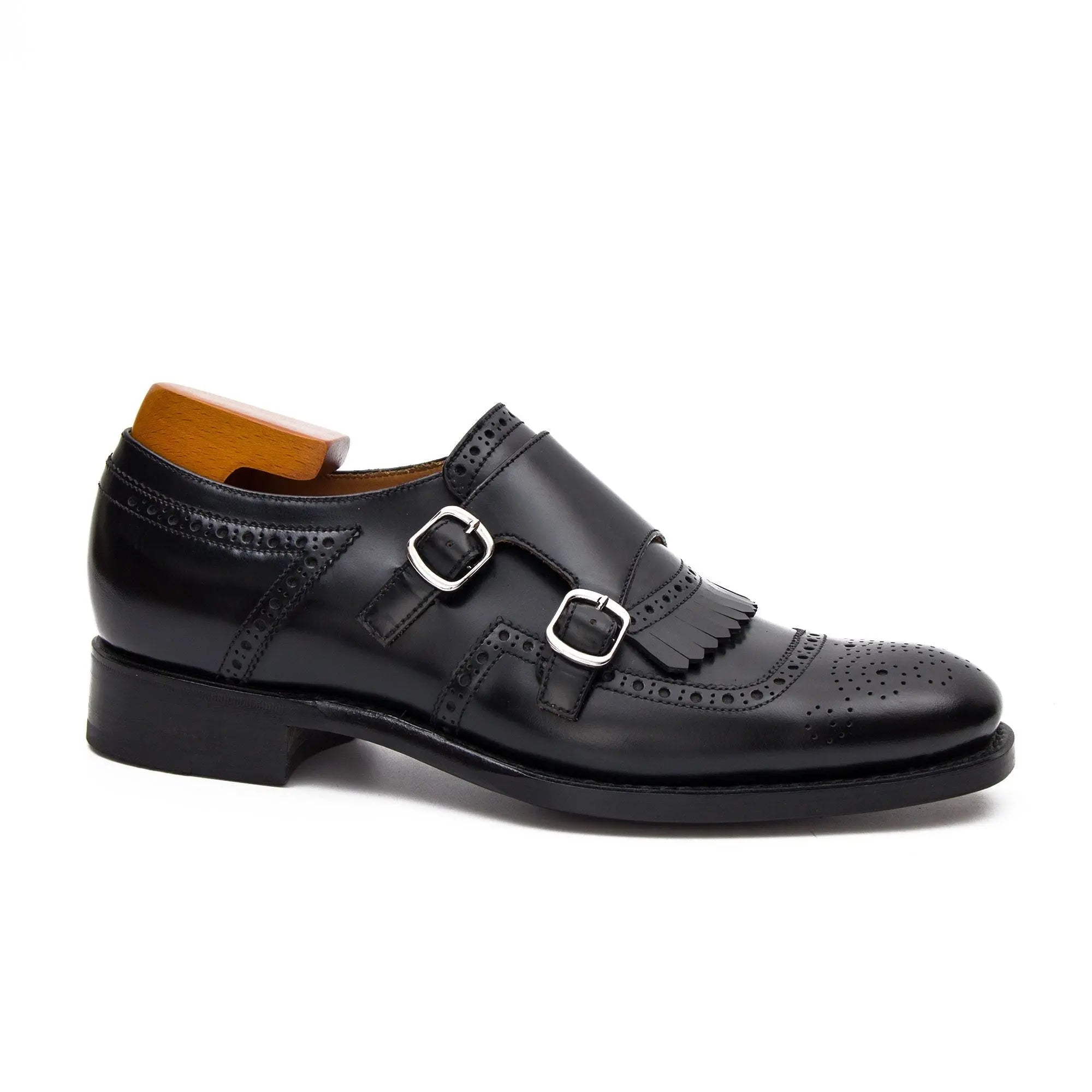 Black Double Monk Strap Shoe