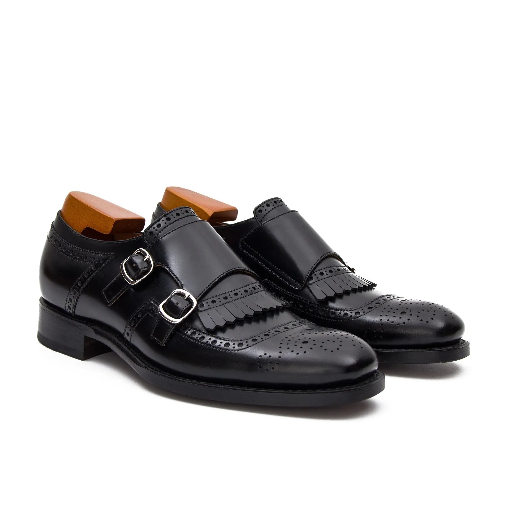 Black Double Monk Strap Shoe