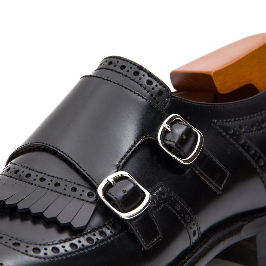 Black Double Monk Strap Shoe