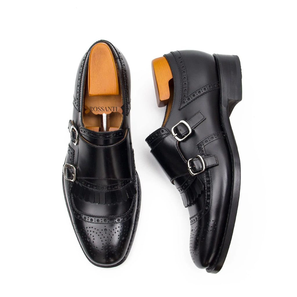 Black Double Monk Strap Shoe