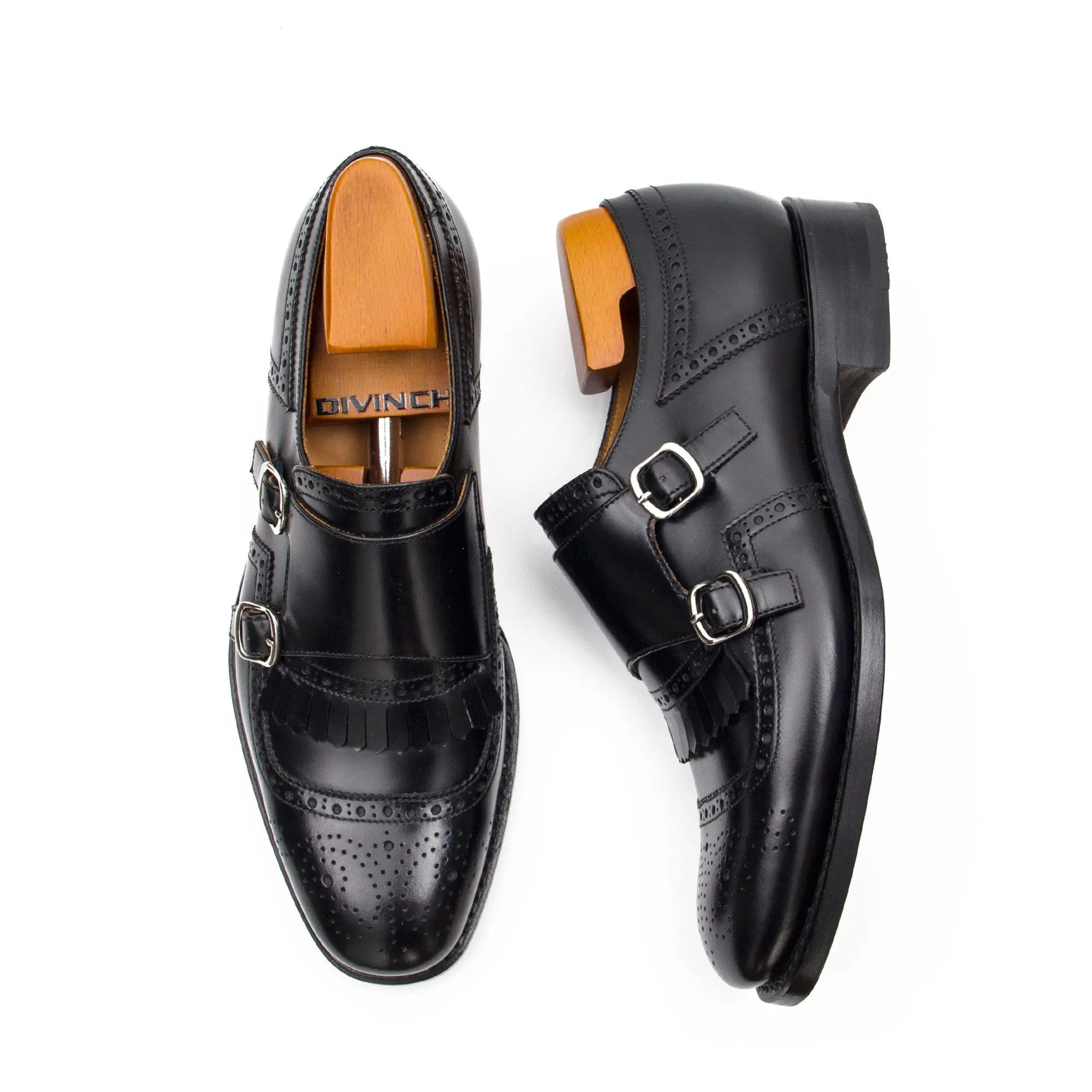 Black Double Monk Strap Shoe