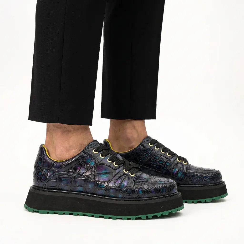 Iridescent Crocodile Platform Sneaker