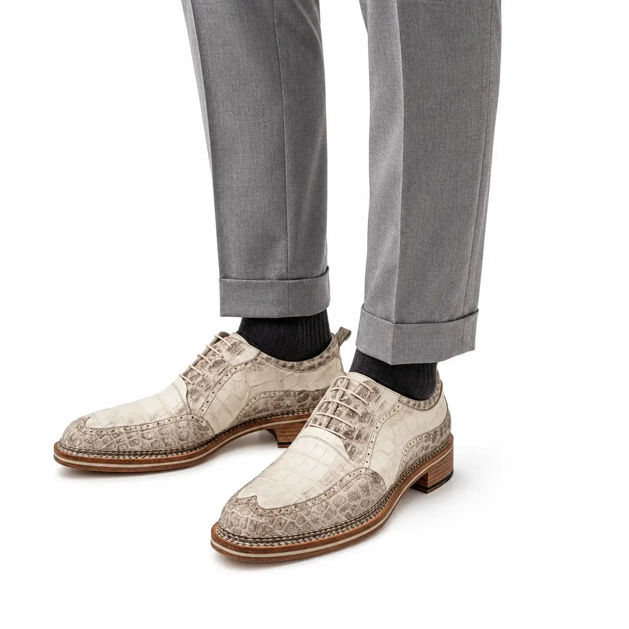 Ivory Crocodile Oxford Shoe