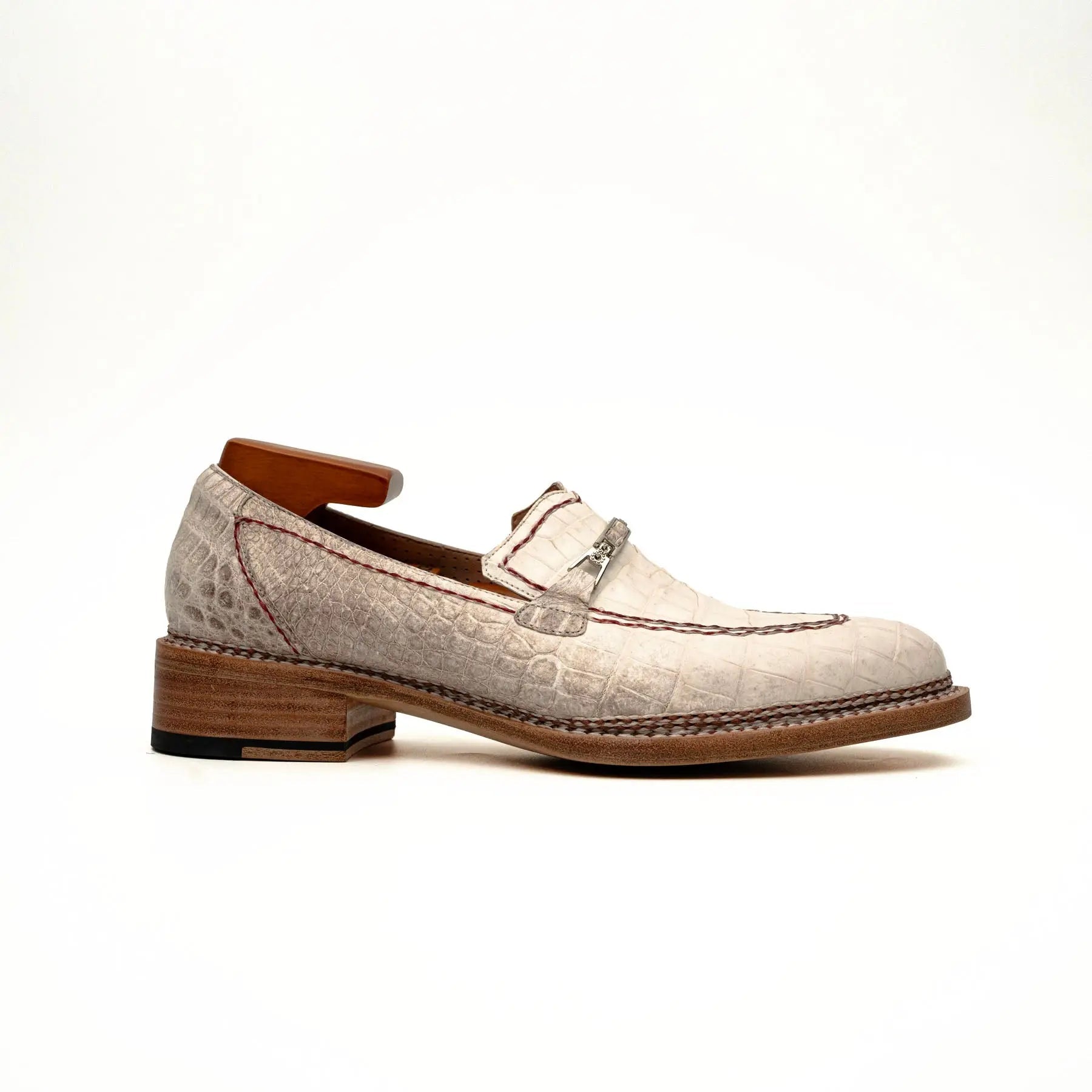 Ivory Crocodile-Textured Loafer