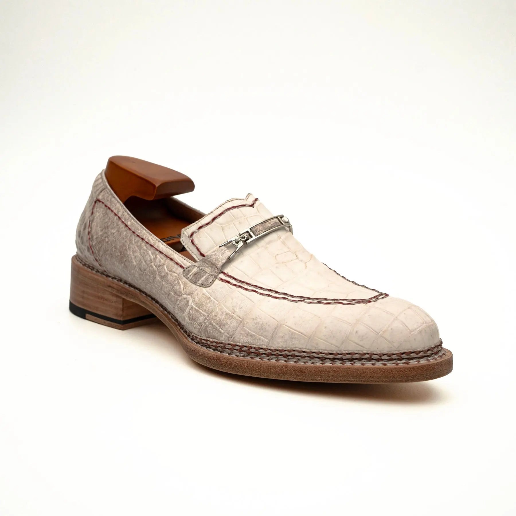 Ivory Crocodile-Textured Loafer