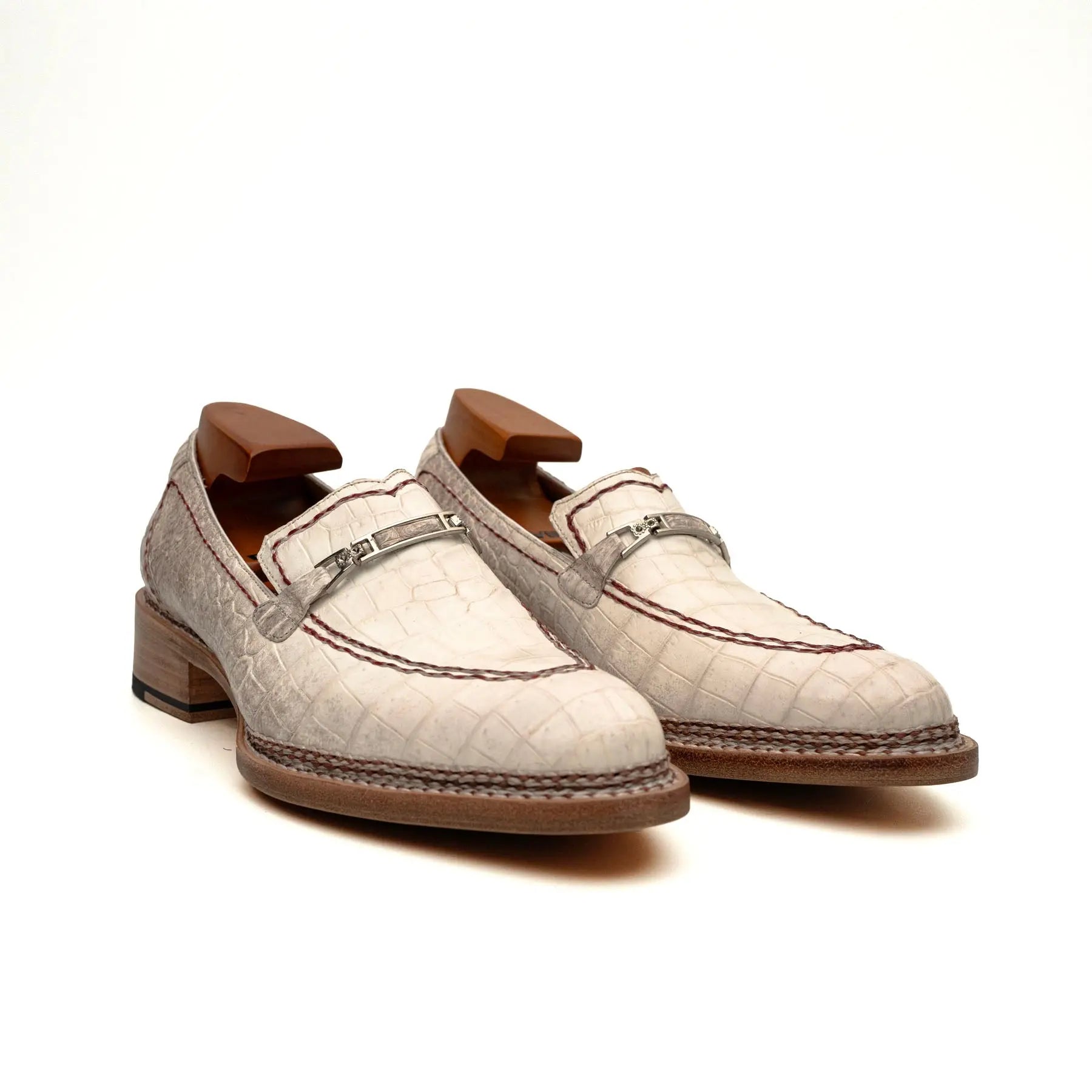 Ivory Crocodile-Textured Loafer