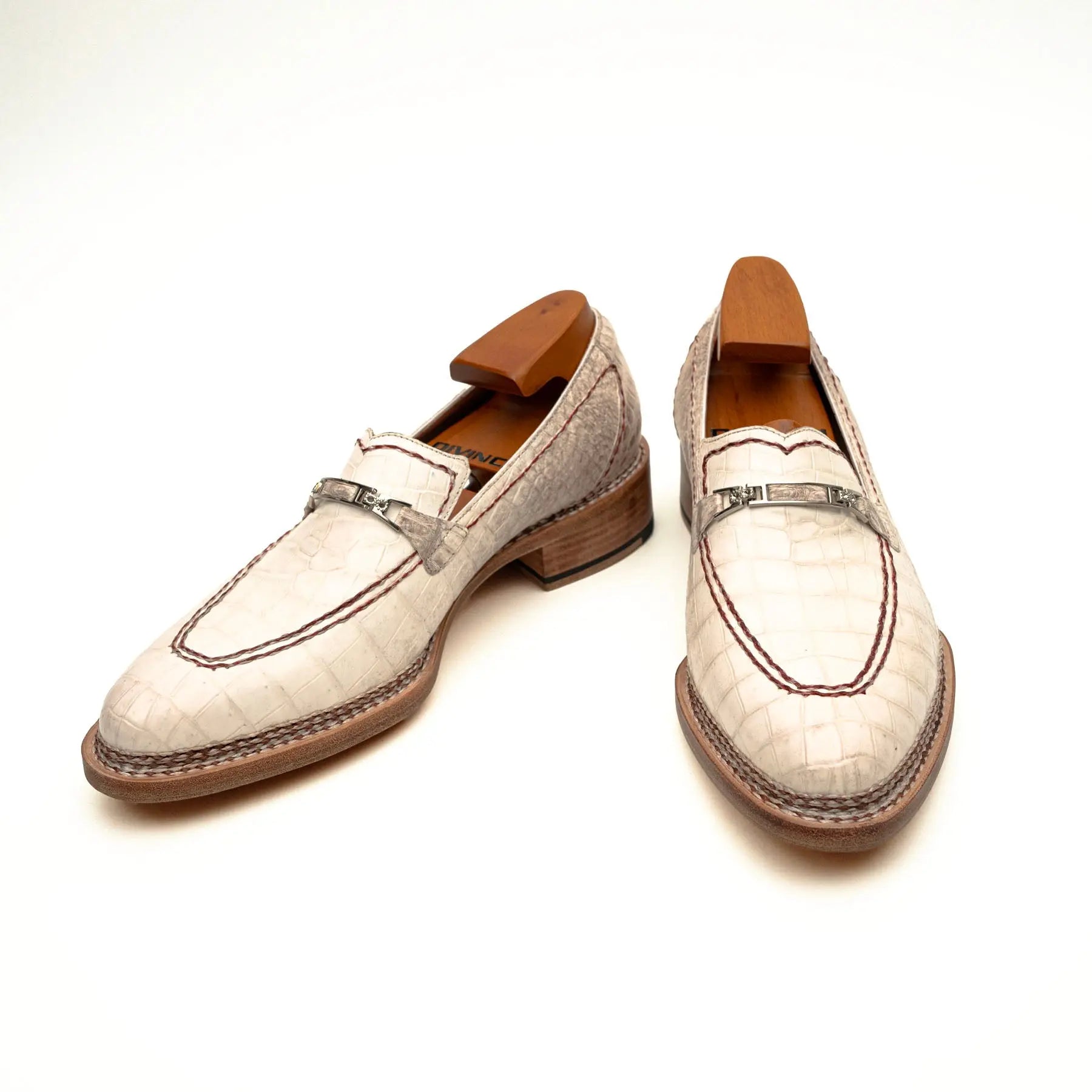 Ivory Crocodile-Textured Loafer
