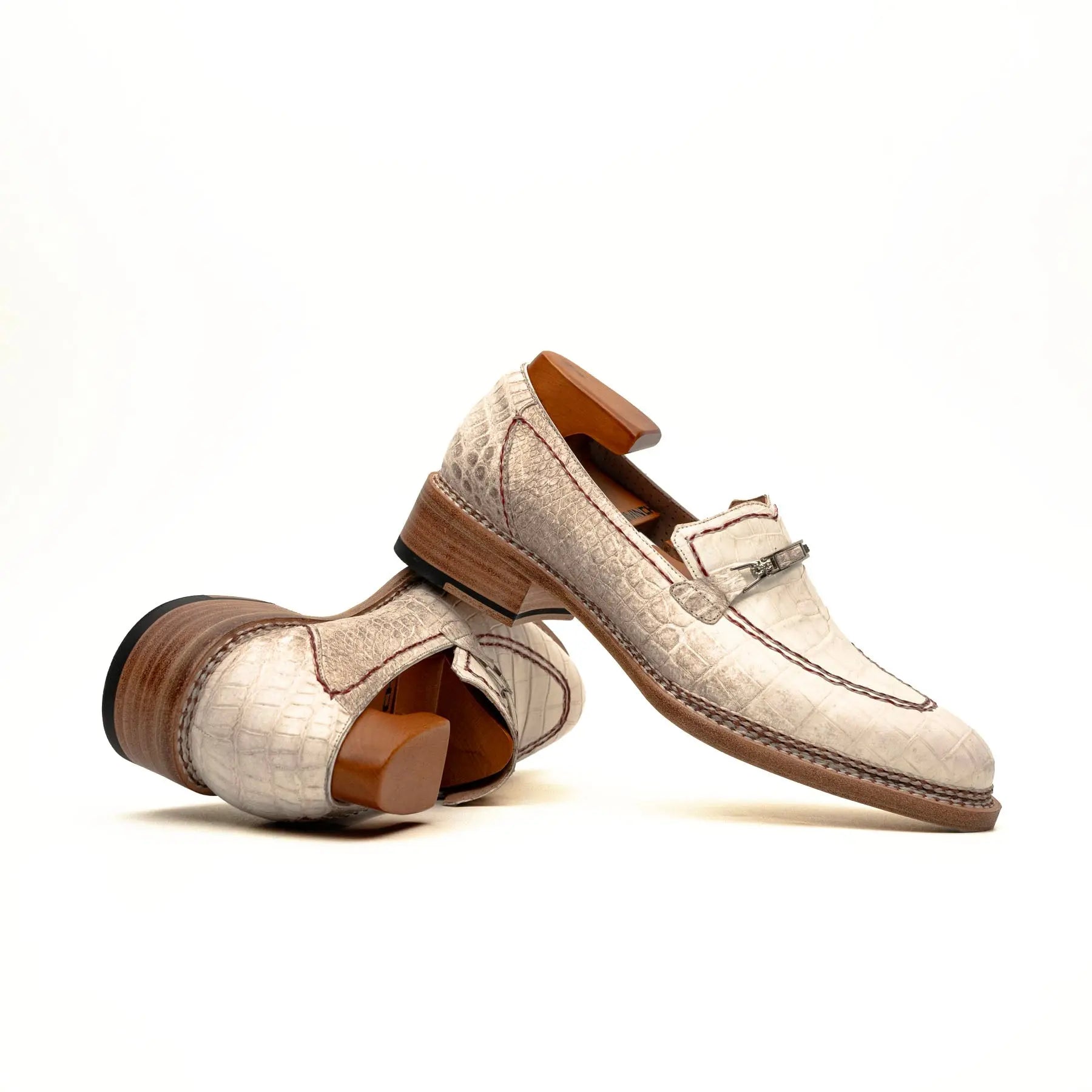 Ivory Crocodile-Textured Loafer