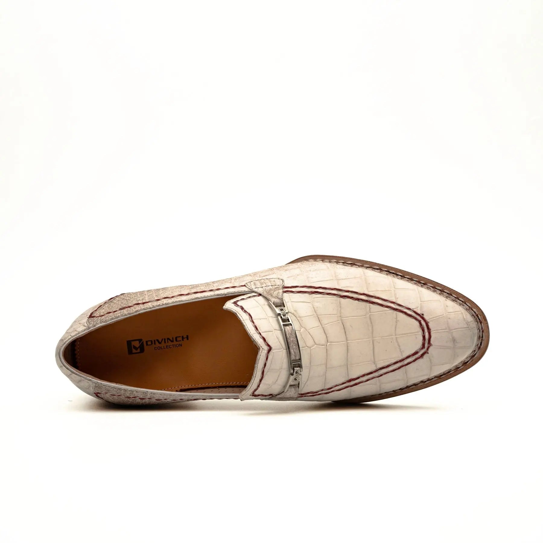 Ivory Crocodile-Textured Loafer
