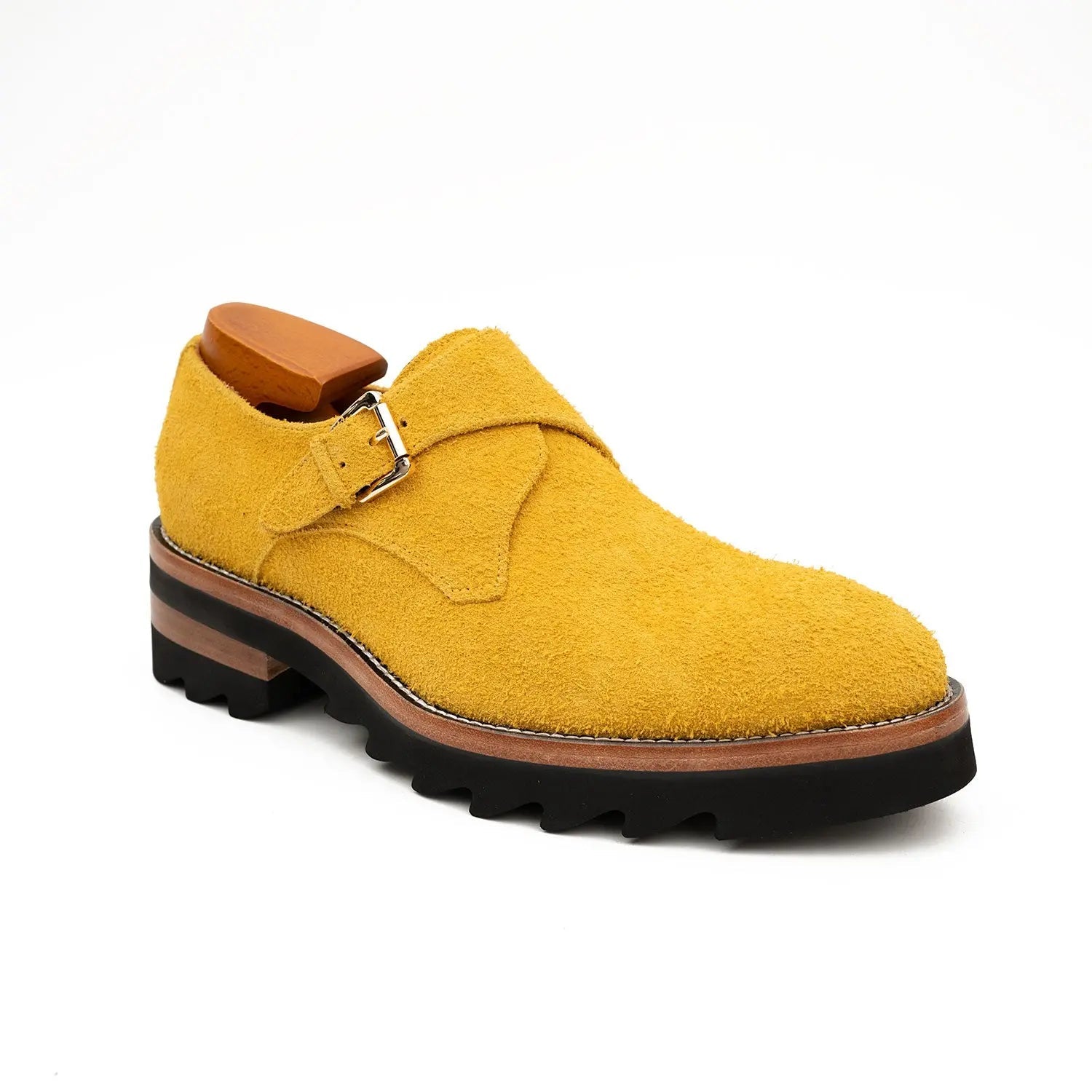 Mustard Suede Monk Shoes