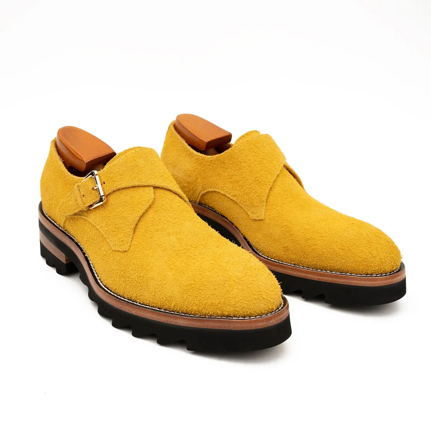 Mustard Suede Monk Shoes