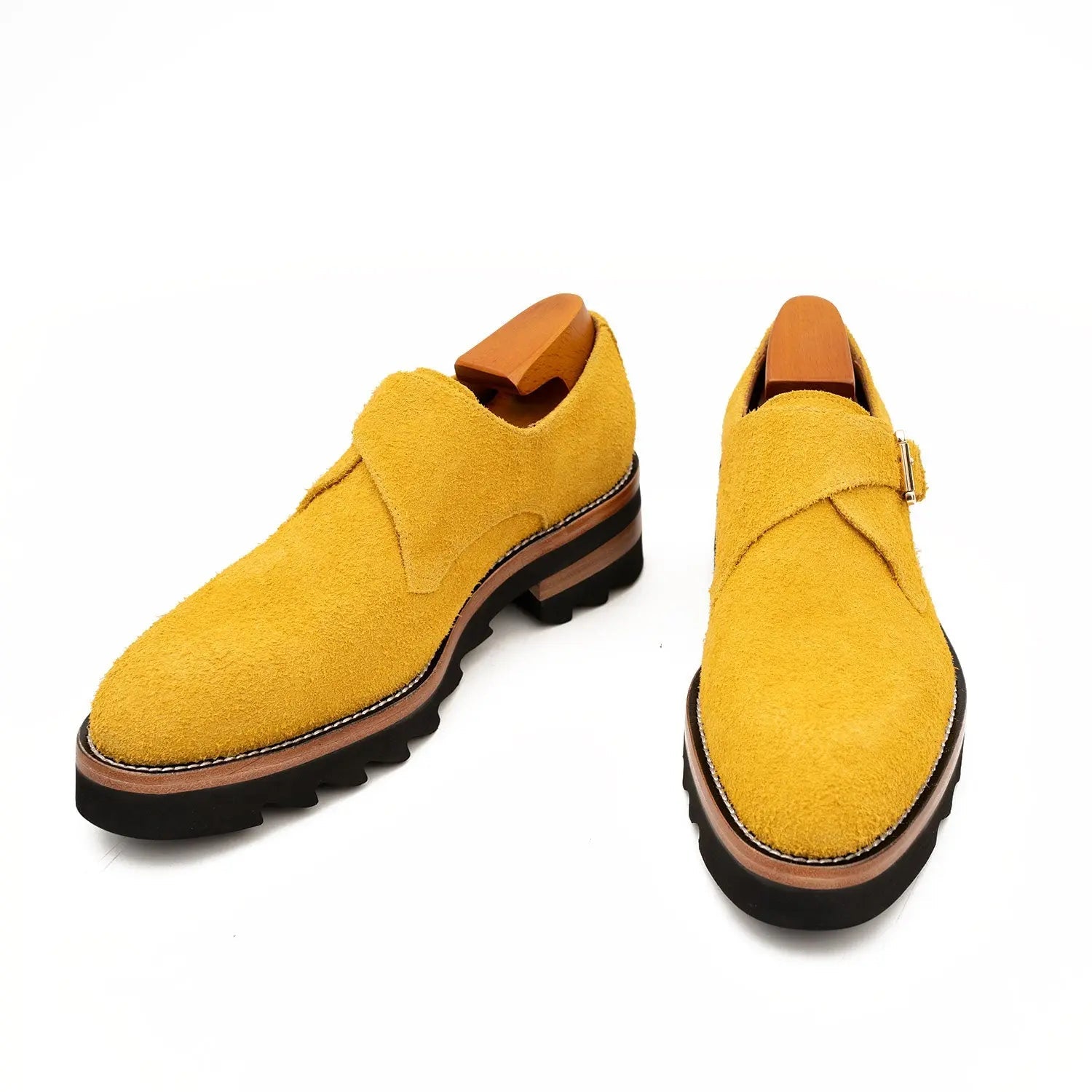 Mustard Suede Monk Shoes
