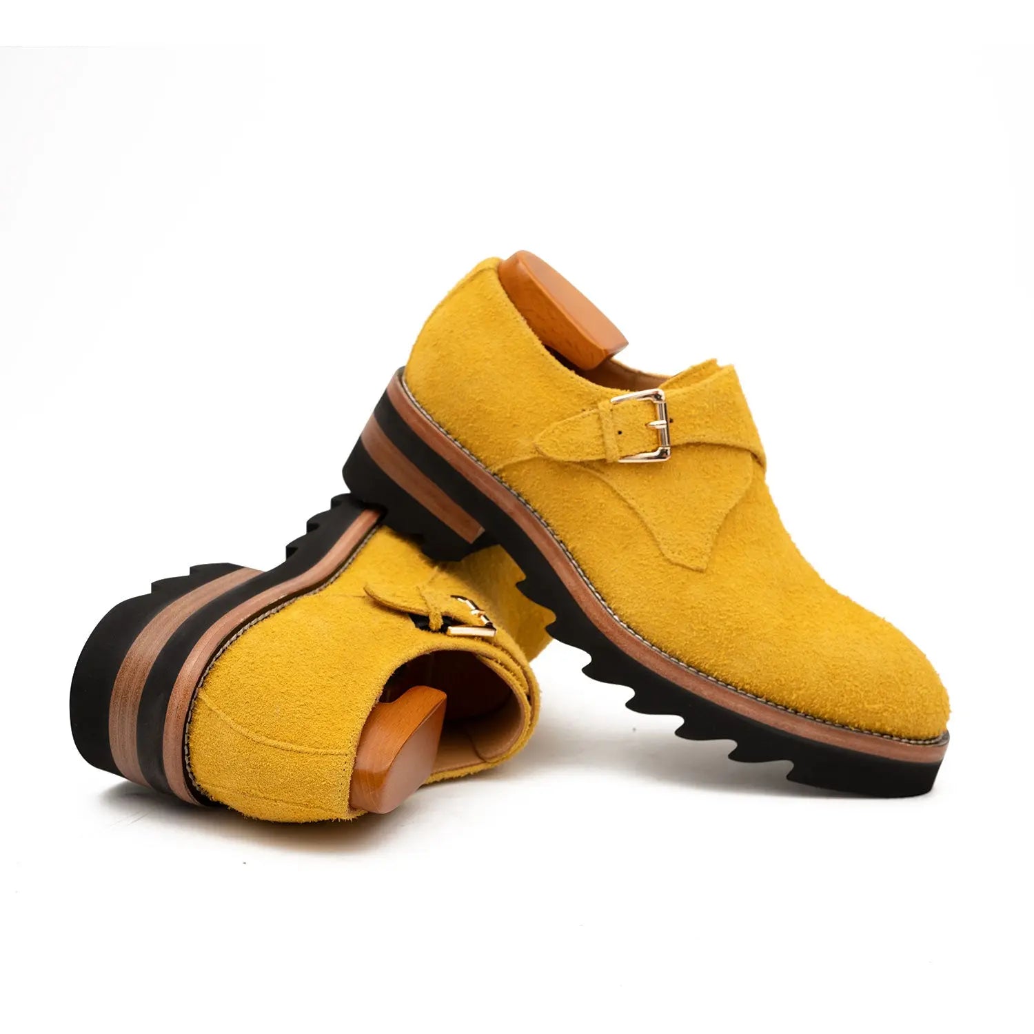 Mustard Suede Monk Shoes